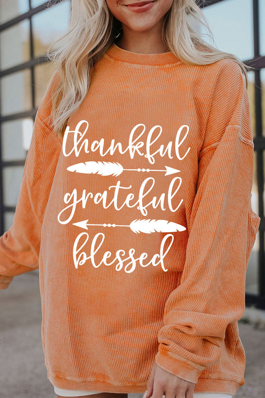 thankful grateful blessed Corded Sweatshirt