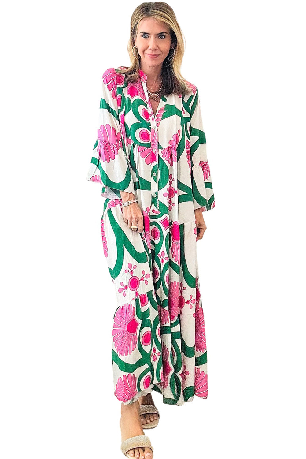 Pink Boho Oversized Maxi Dress