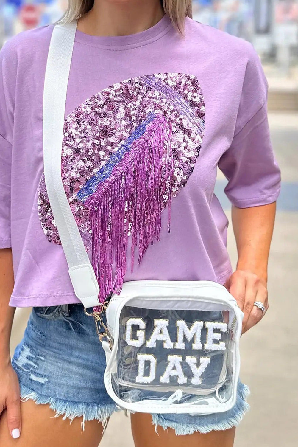 Clear Event Bag with Chenille Gameday Lettering