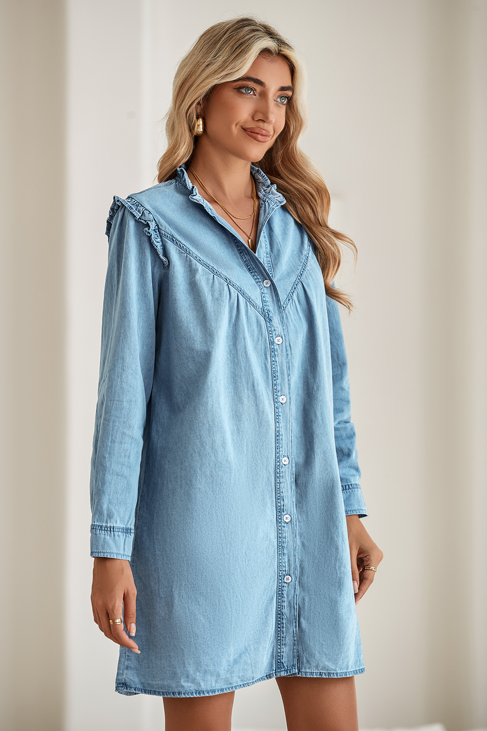 Denim Frill Dress