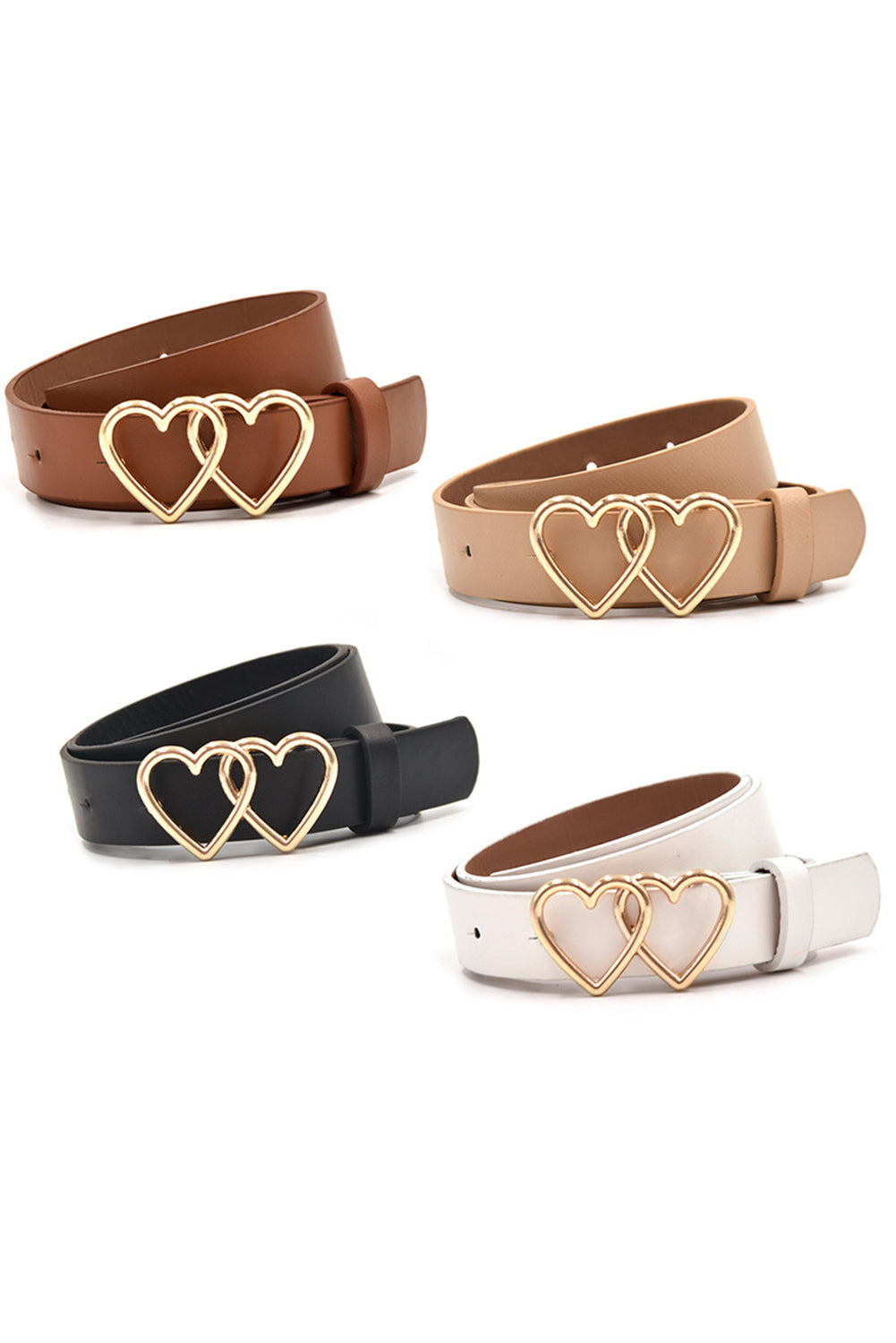 Chestnut Belt with Double Heart Buckle