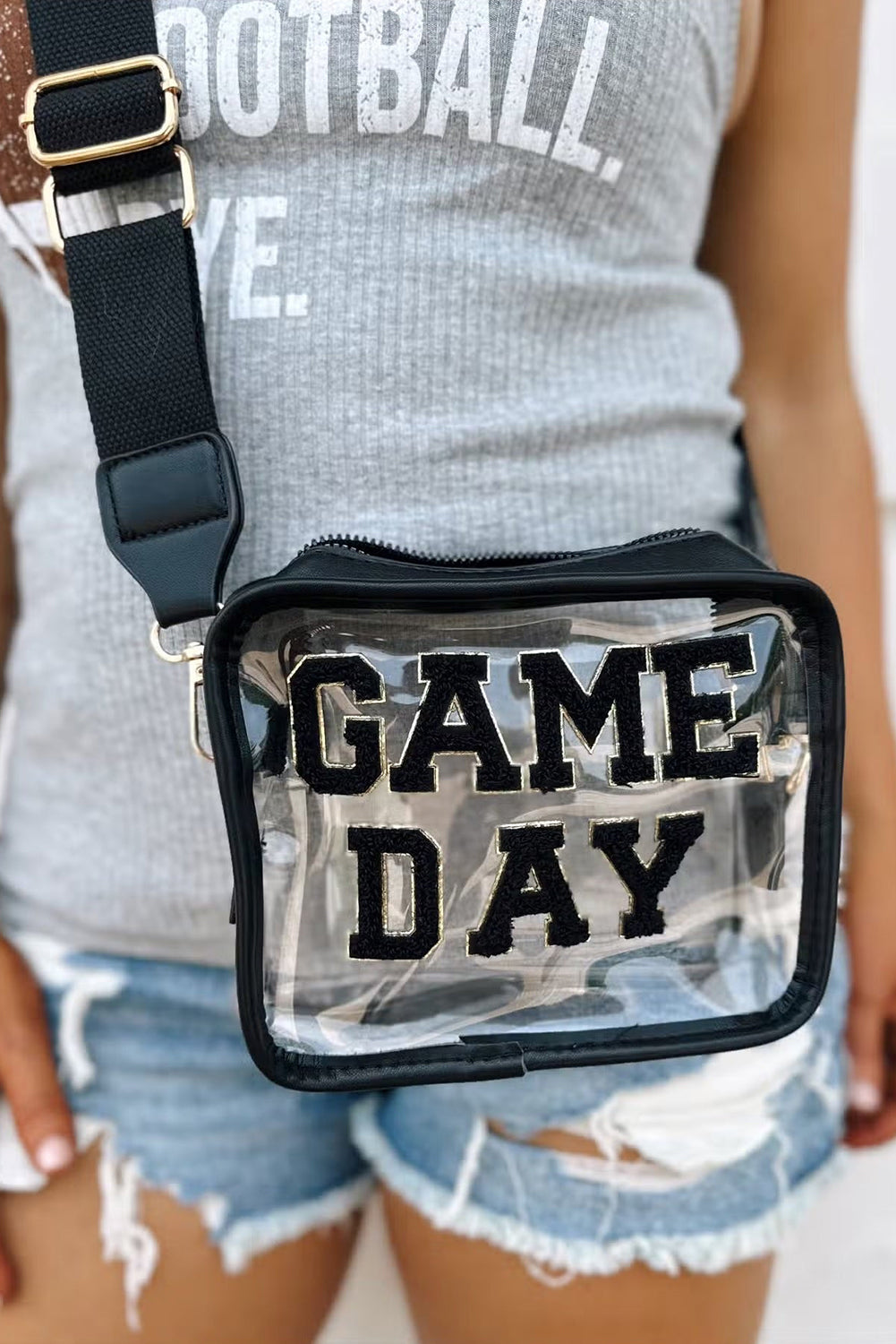 Clear Event Bag with Chenille Gameday Lettering