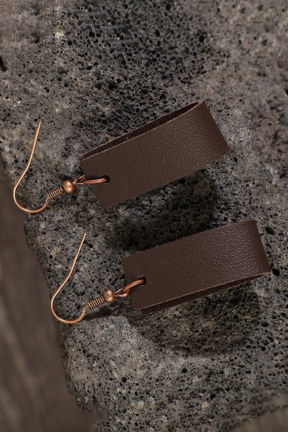 Dark Brown Circle Vegan Leather Earrings