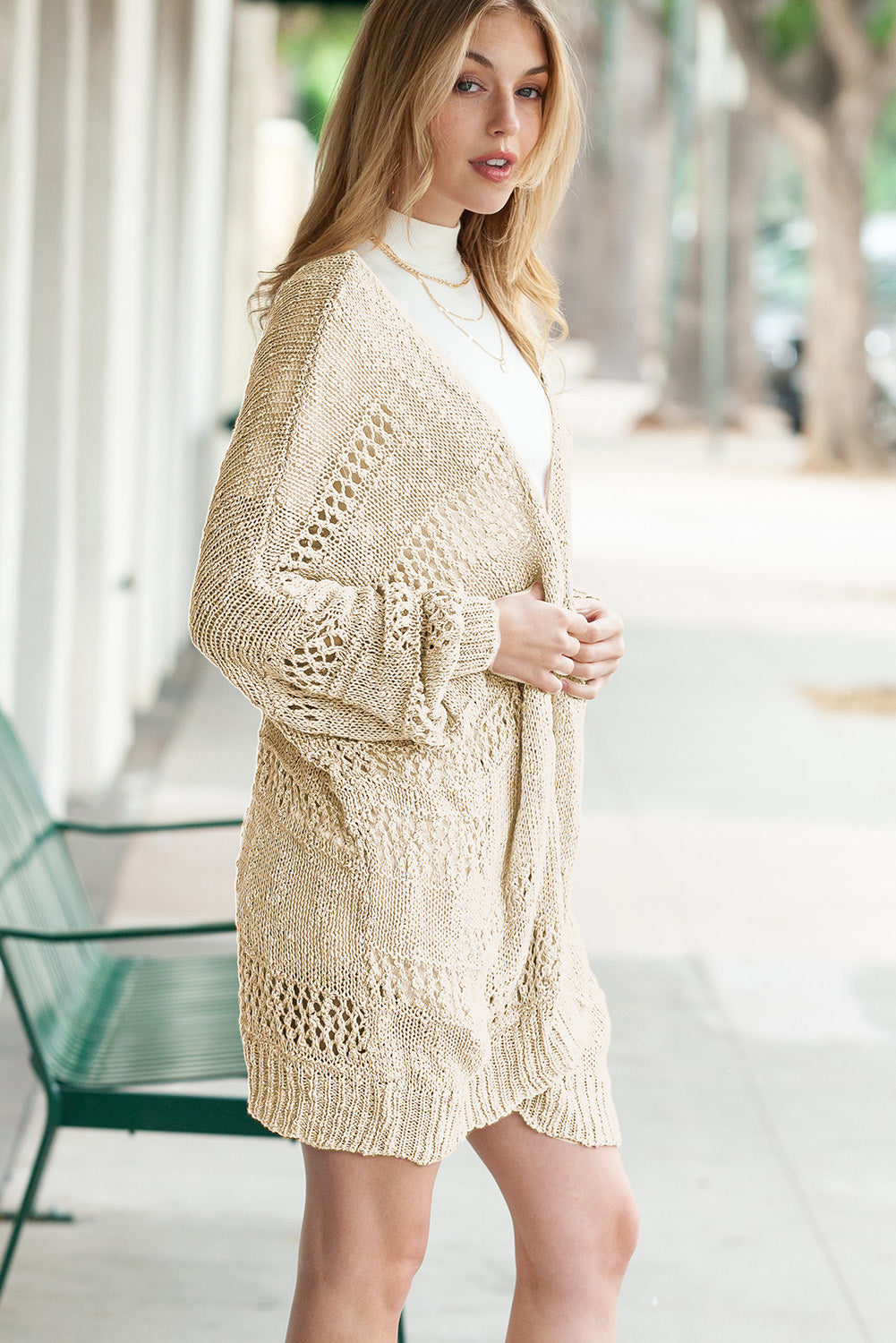 Loose Knit Dolman Sleeve Cardigan