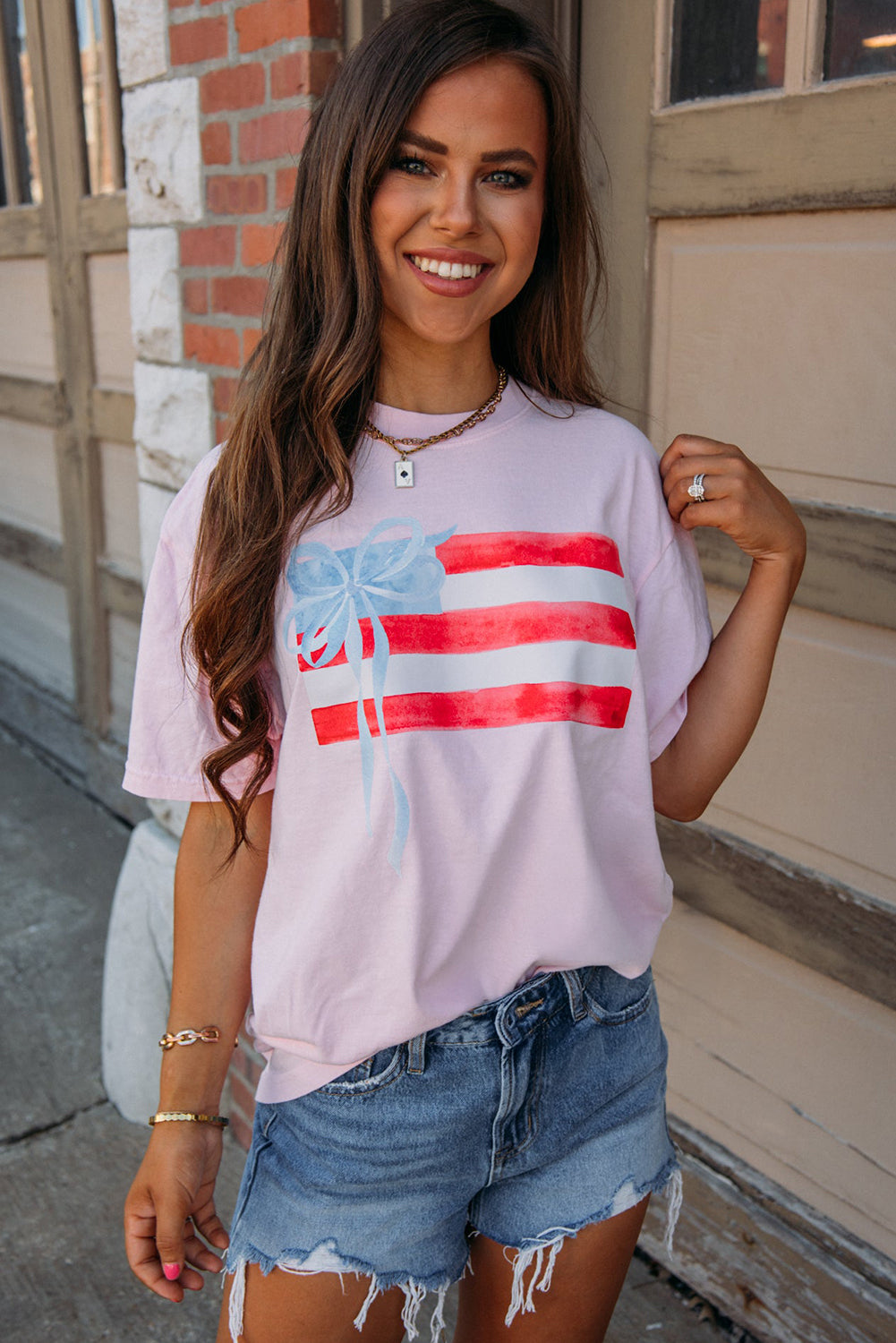 Flag Bow Crewneck Tee