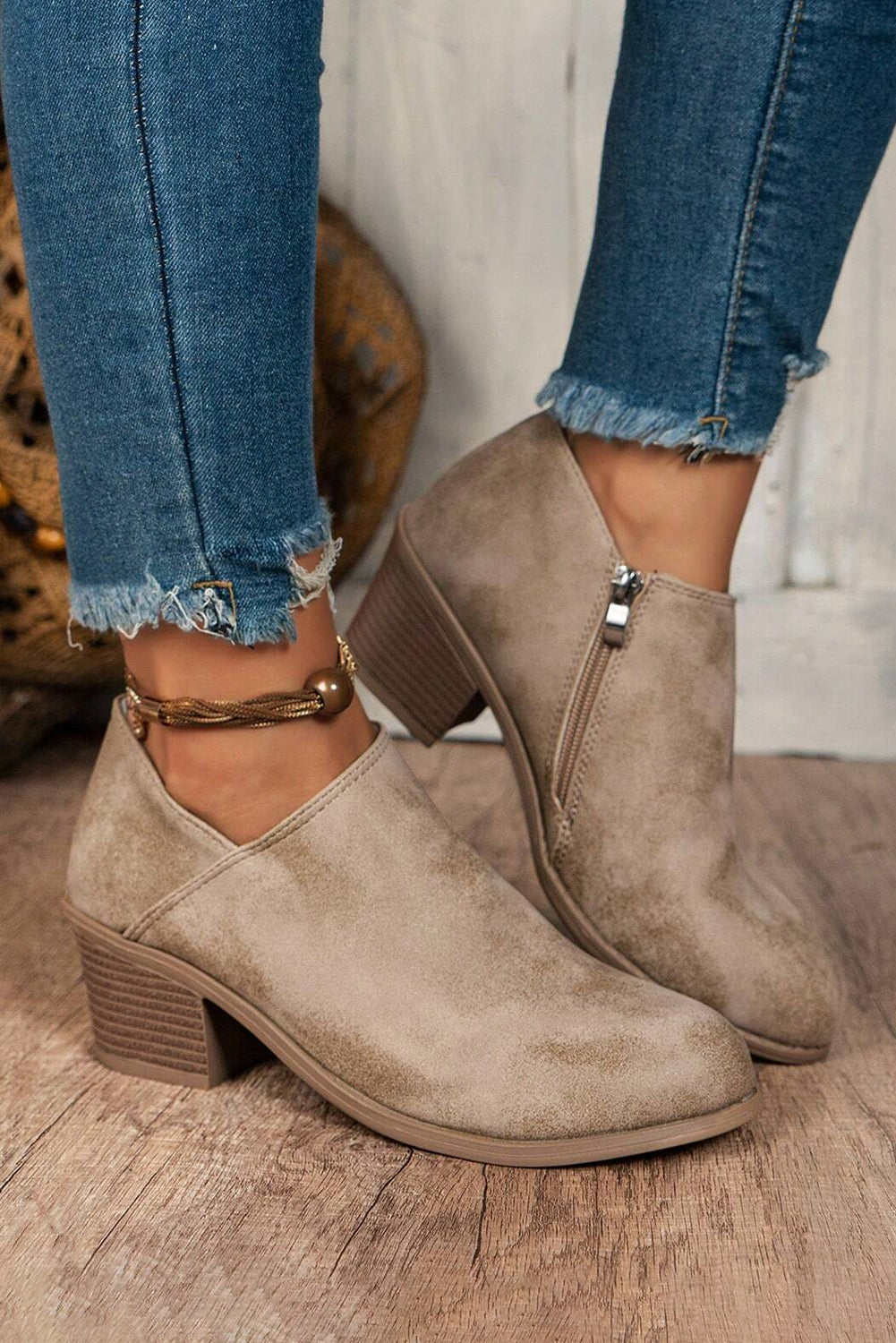 Coffee Sueded Ankle Boots