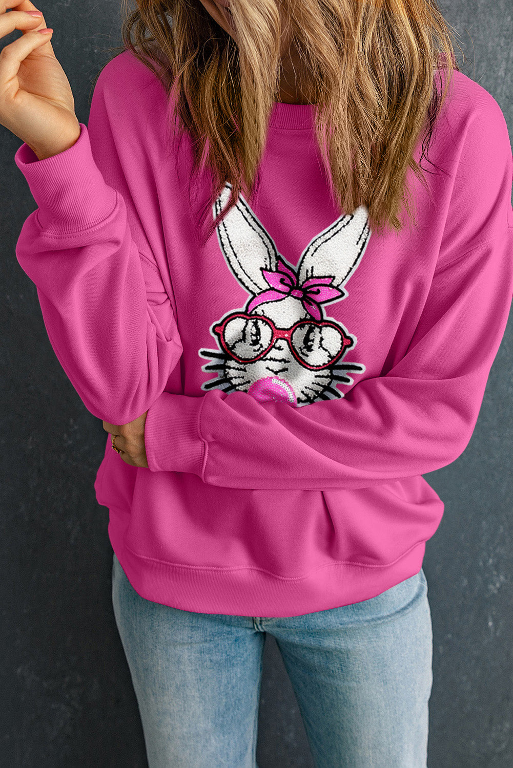 Bubble Gum Pink Easter Bunny Sweatshirt