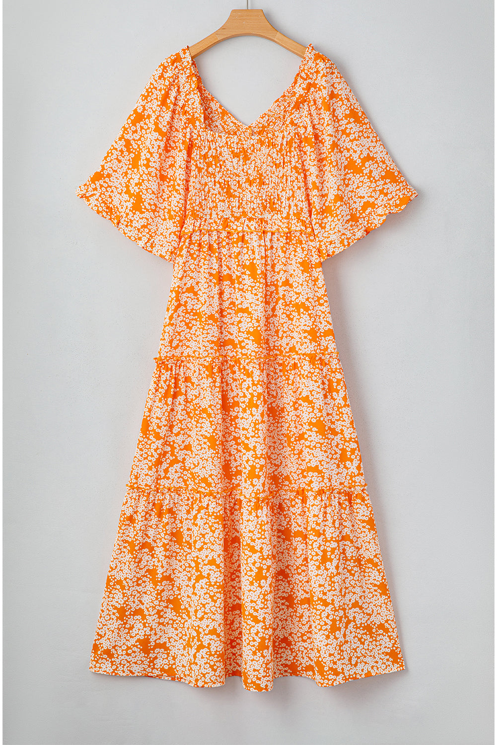 Orange Floral  Maxi Dress