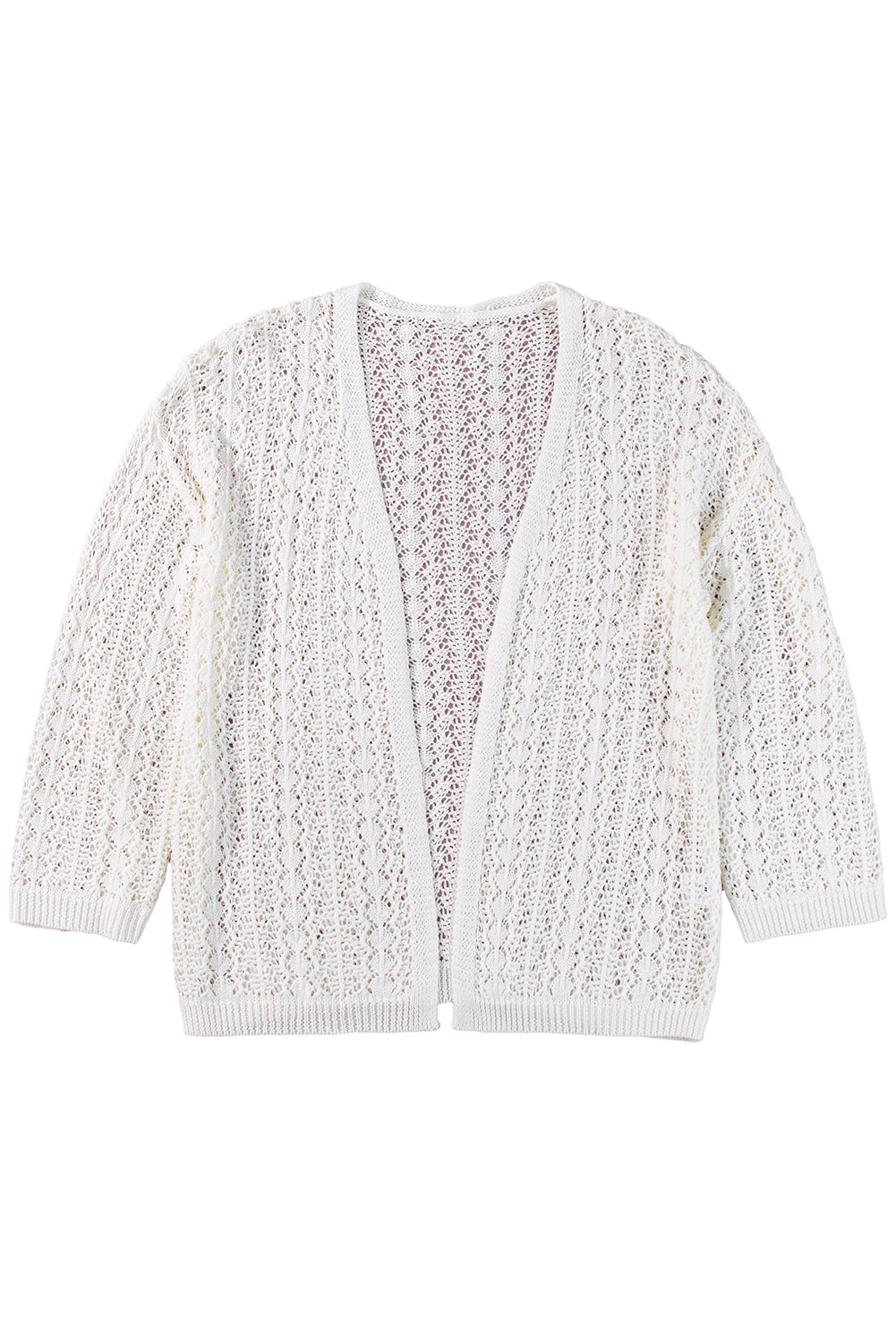 Crochet Knit Open Front Cardigan