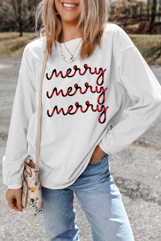 Merry Ribbed Christmas Sweatshirt