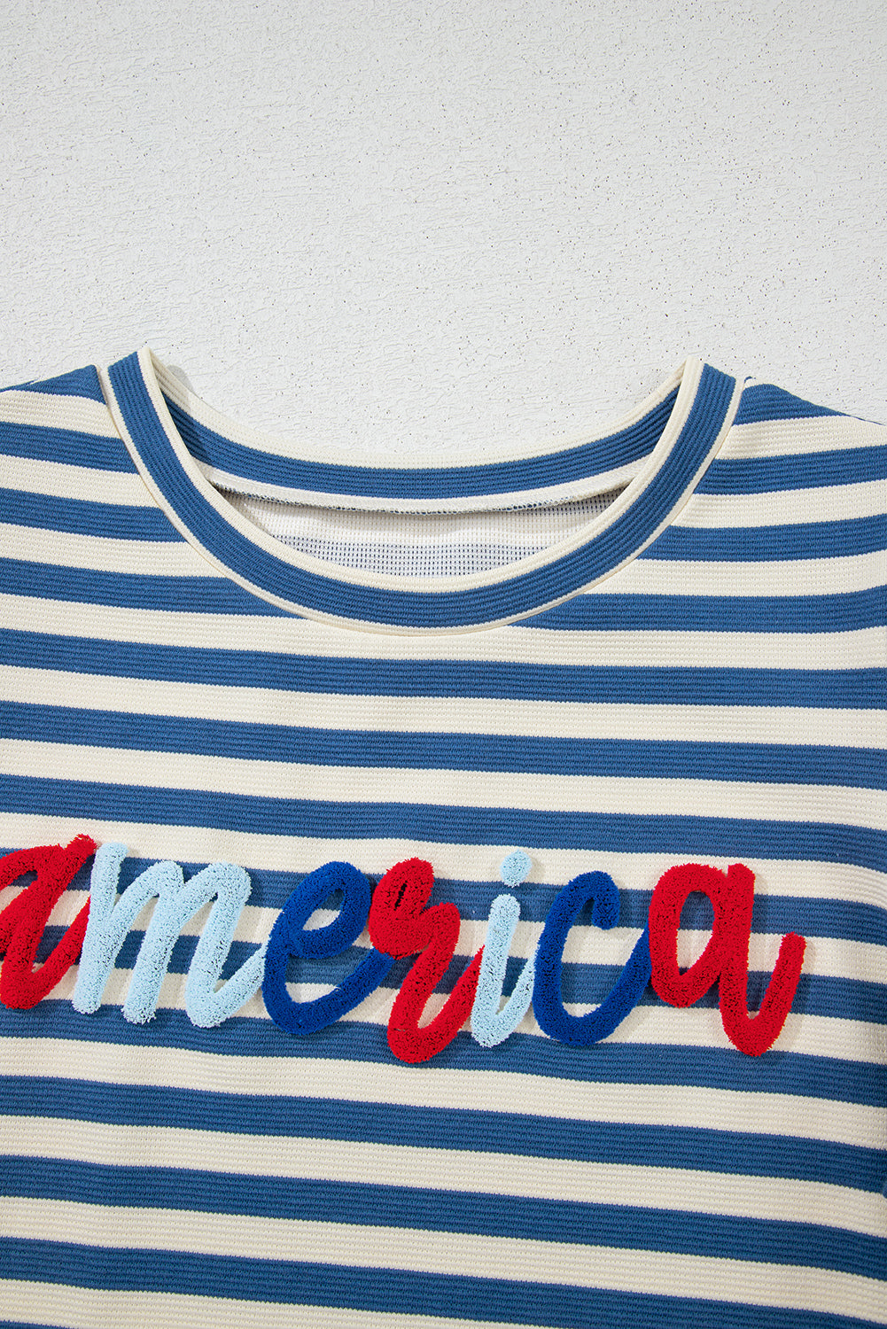 Blue Stripe America Puff Sleeve T-shirt