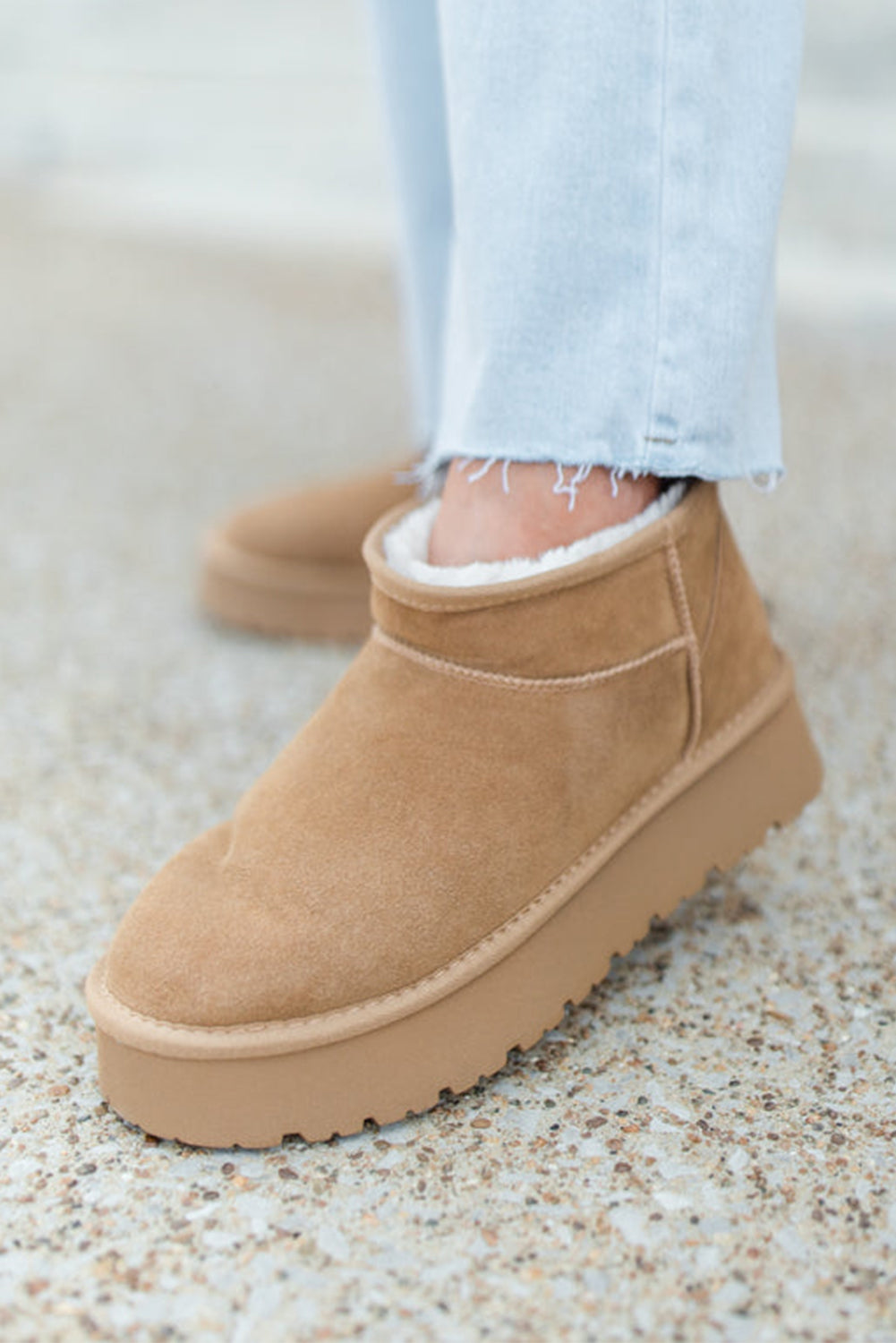 Faux Fur Lined Suede Ankle Boots