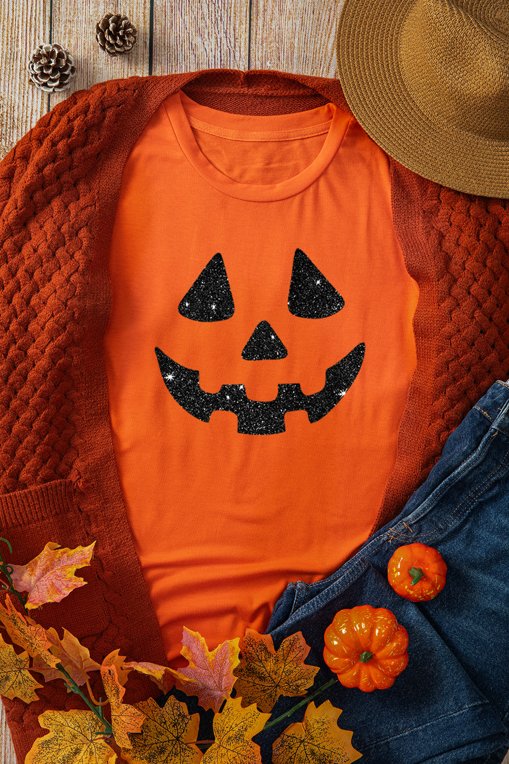 Orange Glittering Pumpkin T Shirt