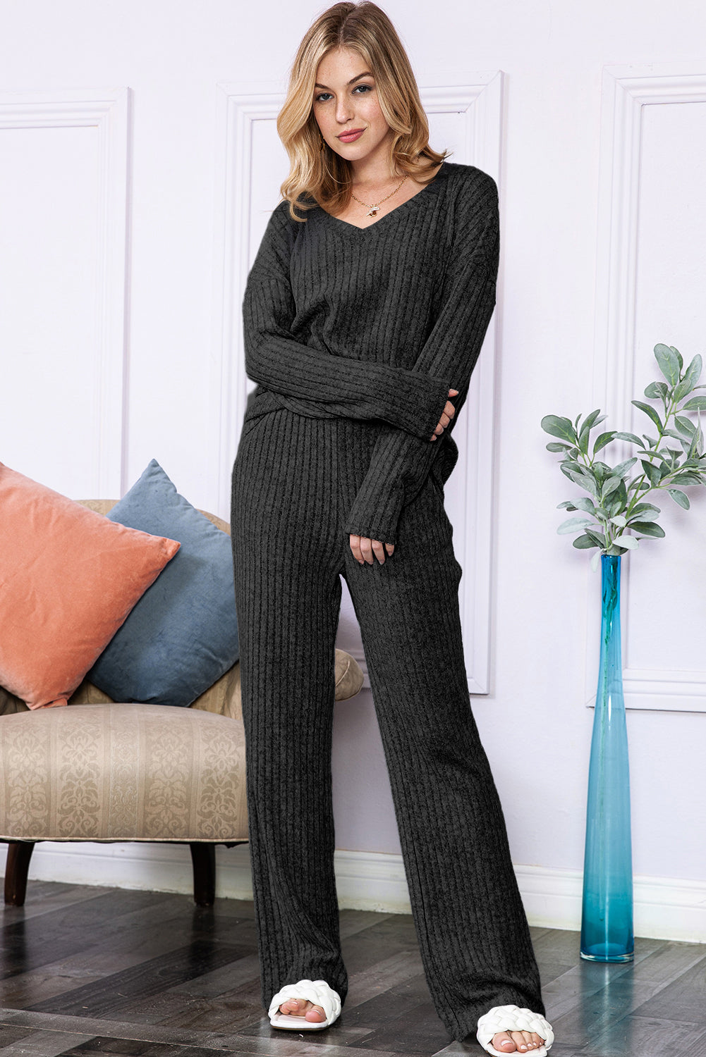 Slouchy Ribbed Knit Loungewear Set