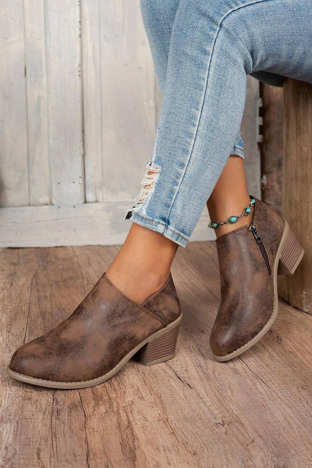 Coffee Sueded Ankle Boots