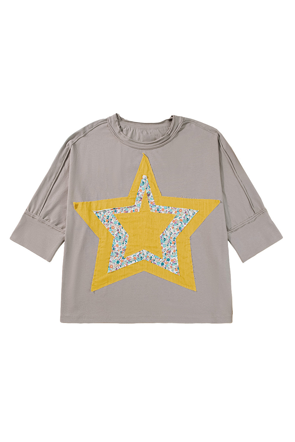 Floral Star Patched Mineral Wash Top