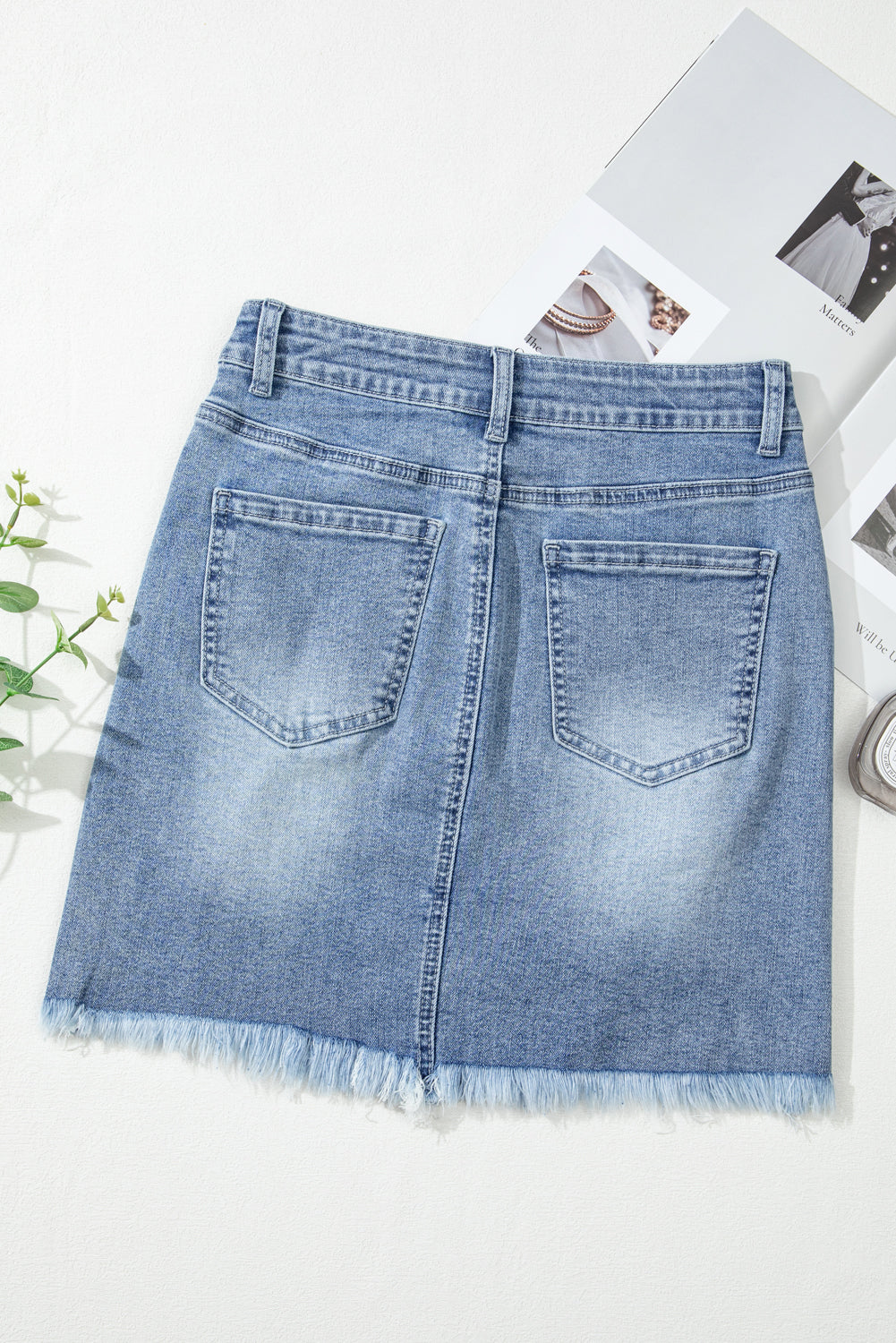 Denim Embroidered Heart Skirt