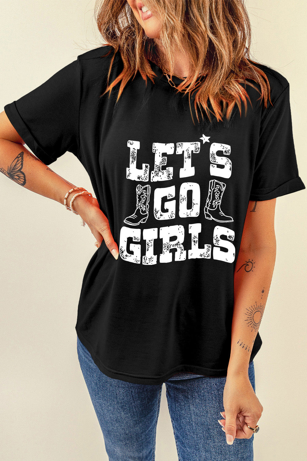 Black LETS GO GIRLS T Shirt