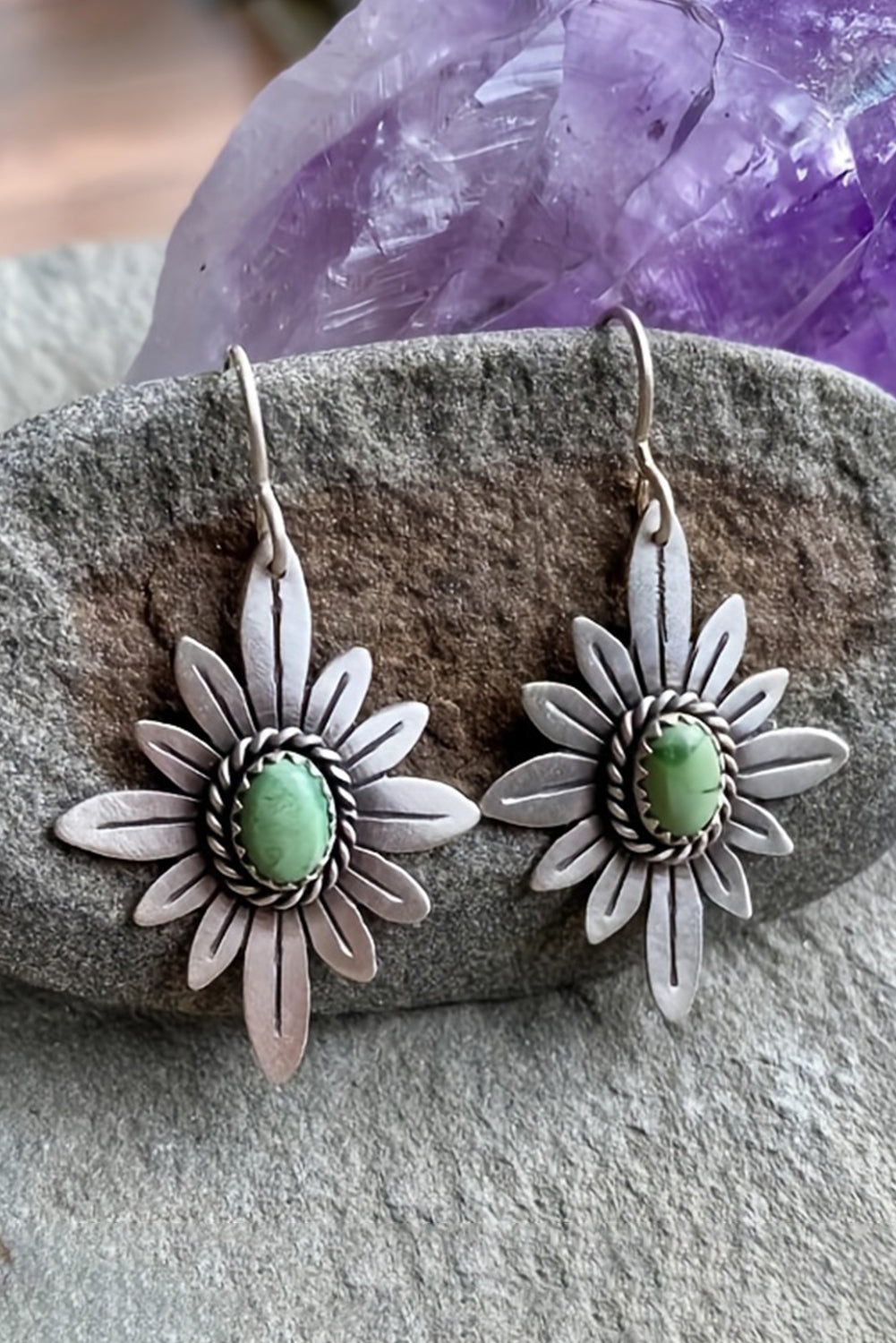 Western Turquoise Flower Earrings