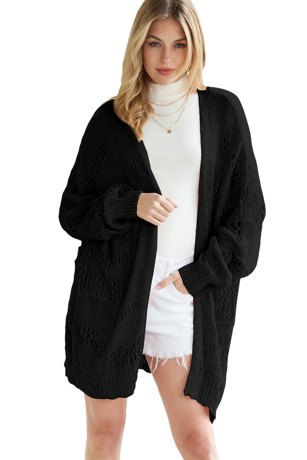 Loose Knit Dolman Sleeve Cardigan