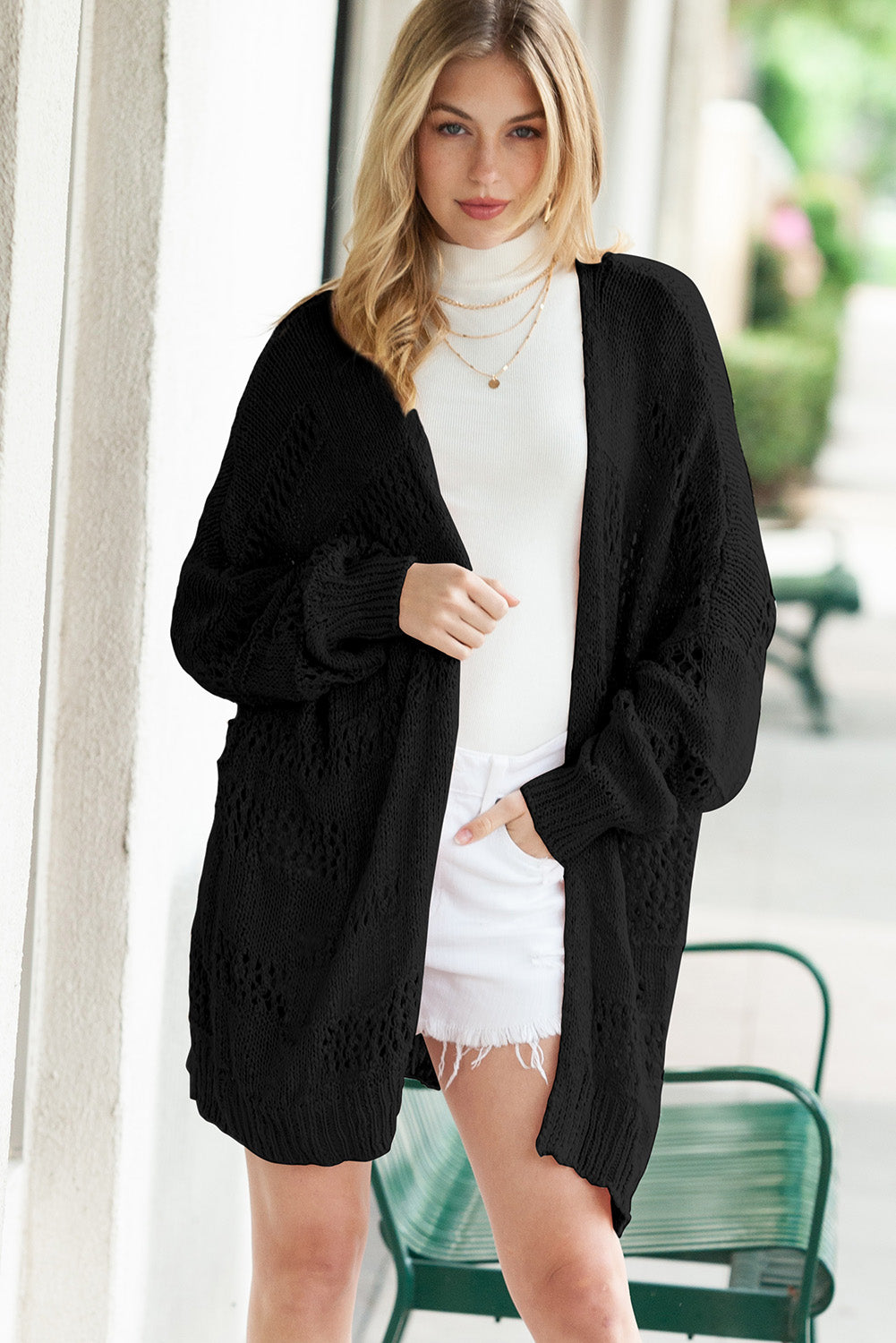 Loose Knit Dolman Sleeve Cardigan