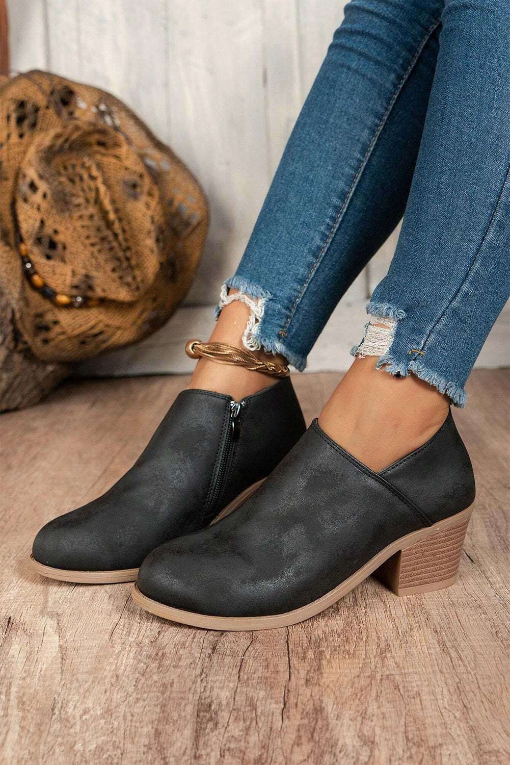 Coffee Sueded Ankle Boots