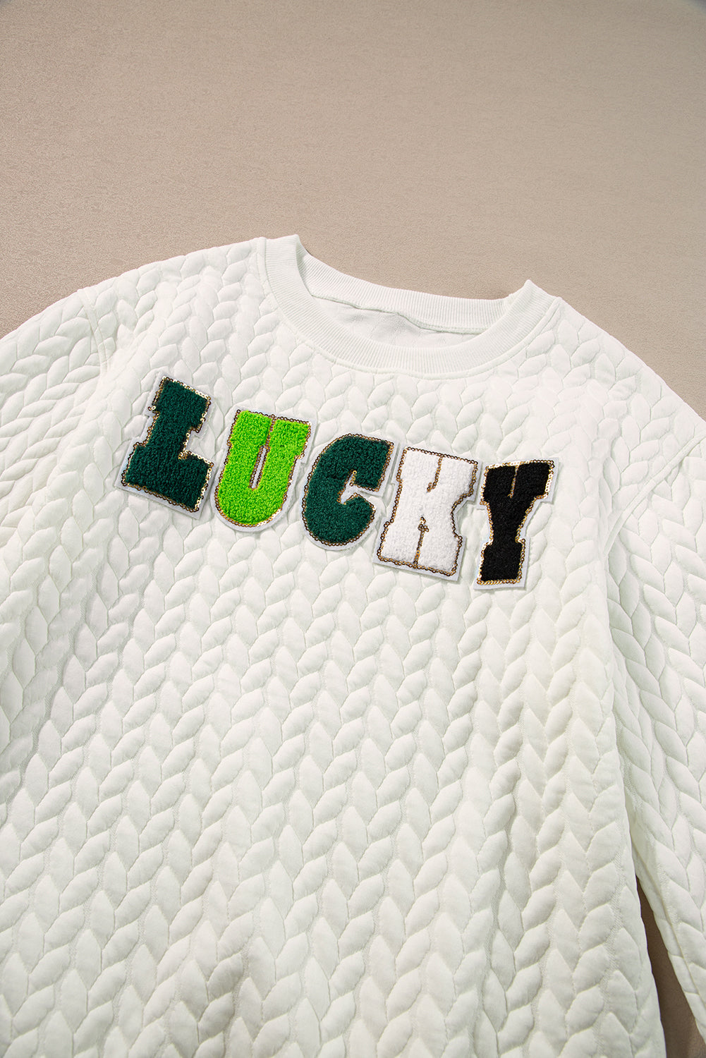 Lucky Chenille Patched Quilted Sweatshirt