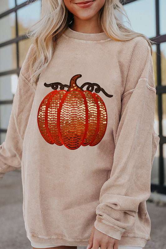 Halloween Sequin Pumpkin Sweatshirt