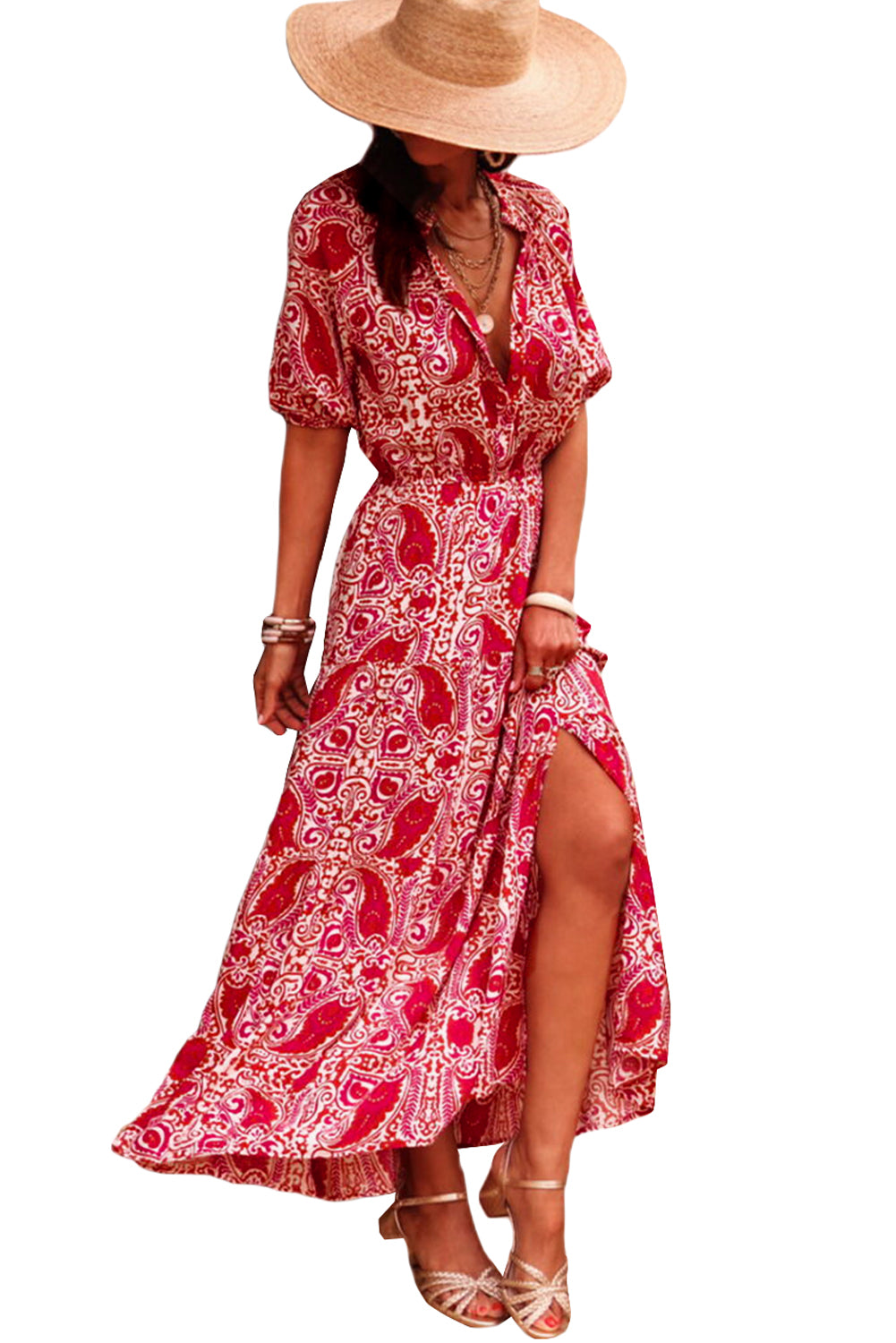 Red Paisley Maxi Dress