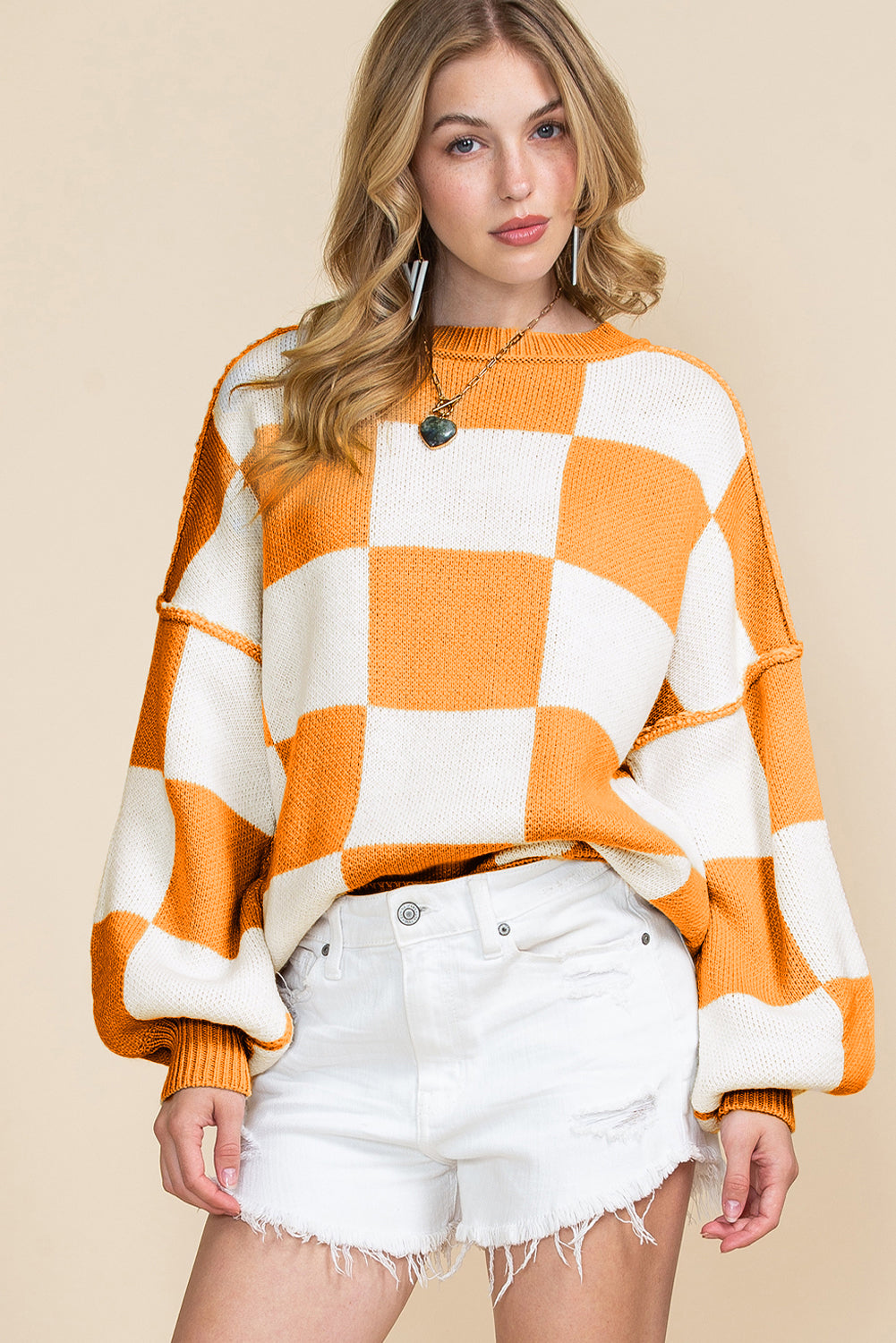 Plaid Exposed Seam Sweater