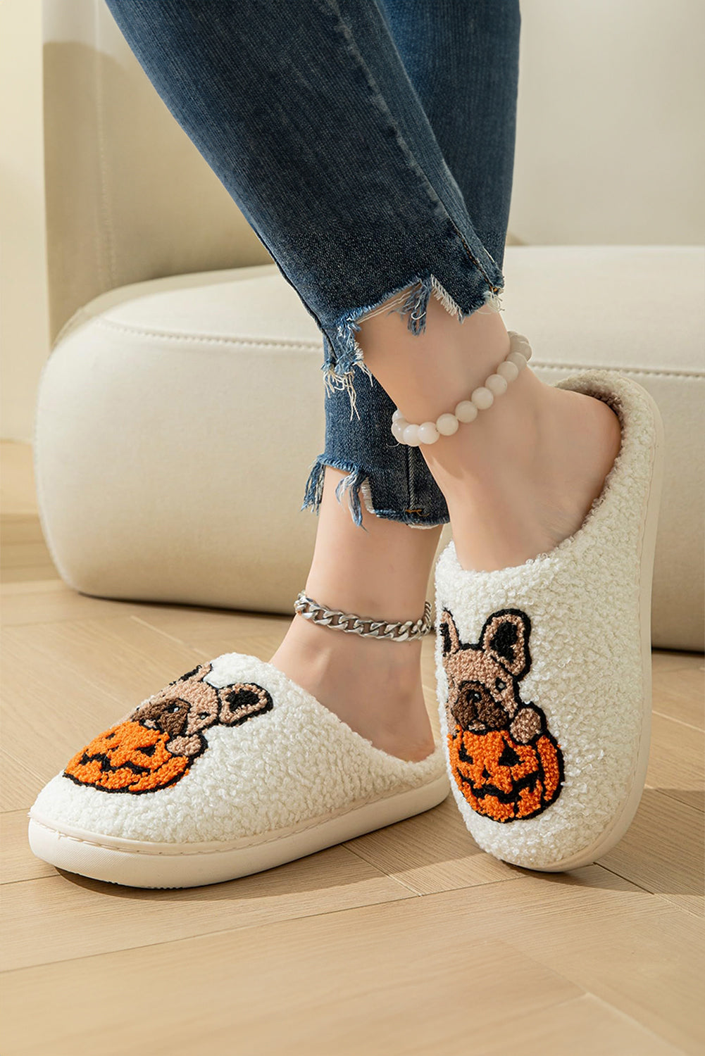 French Bulldog Halloween Fuzzy Slippers