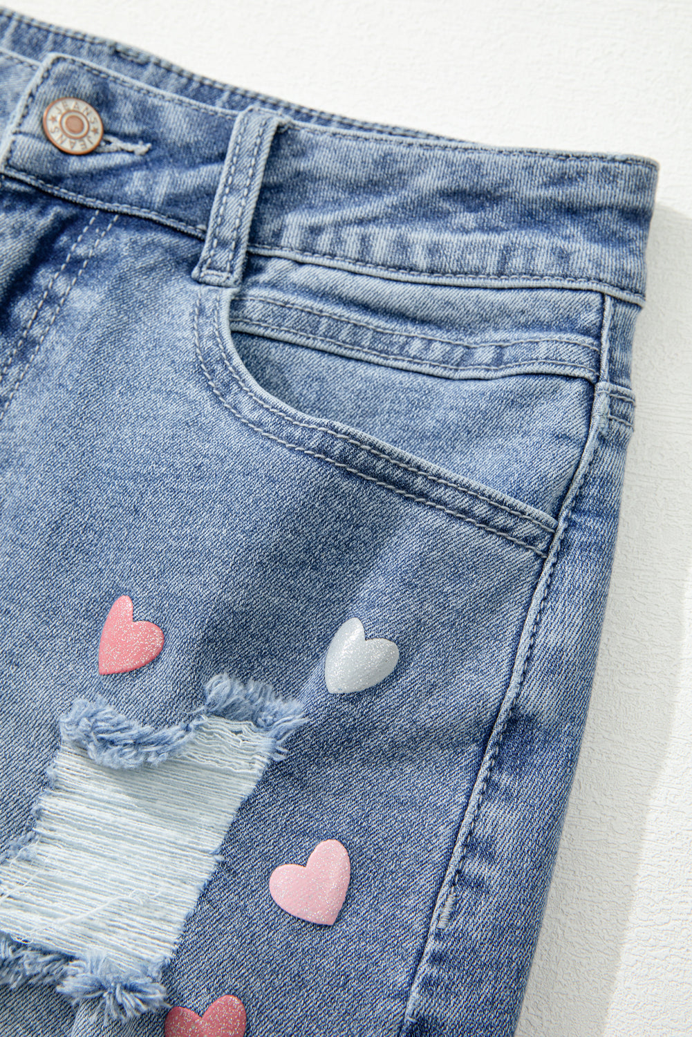 Denim Embroidered Heart Skirt