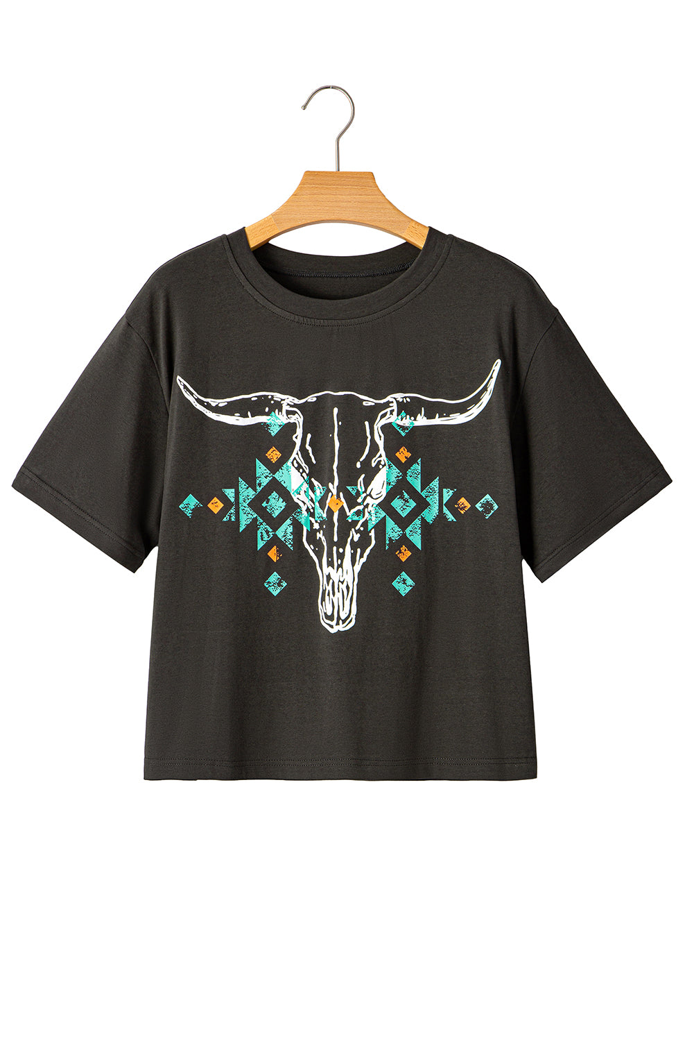 Grey Western Bull Skull T Shirt