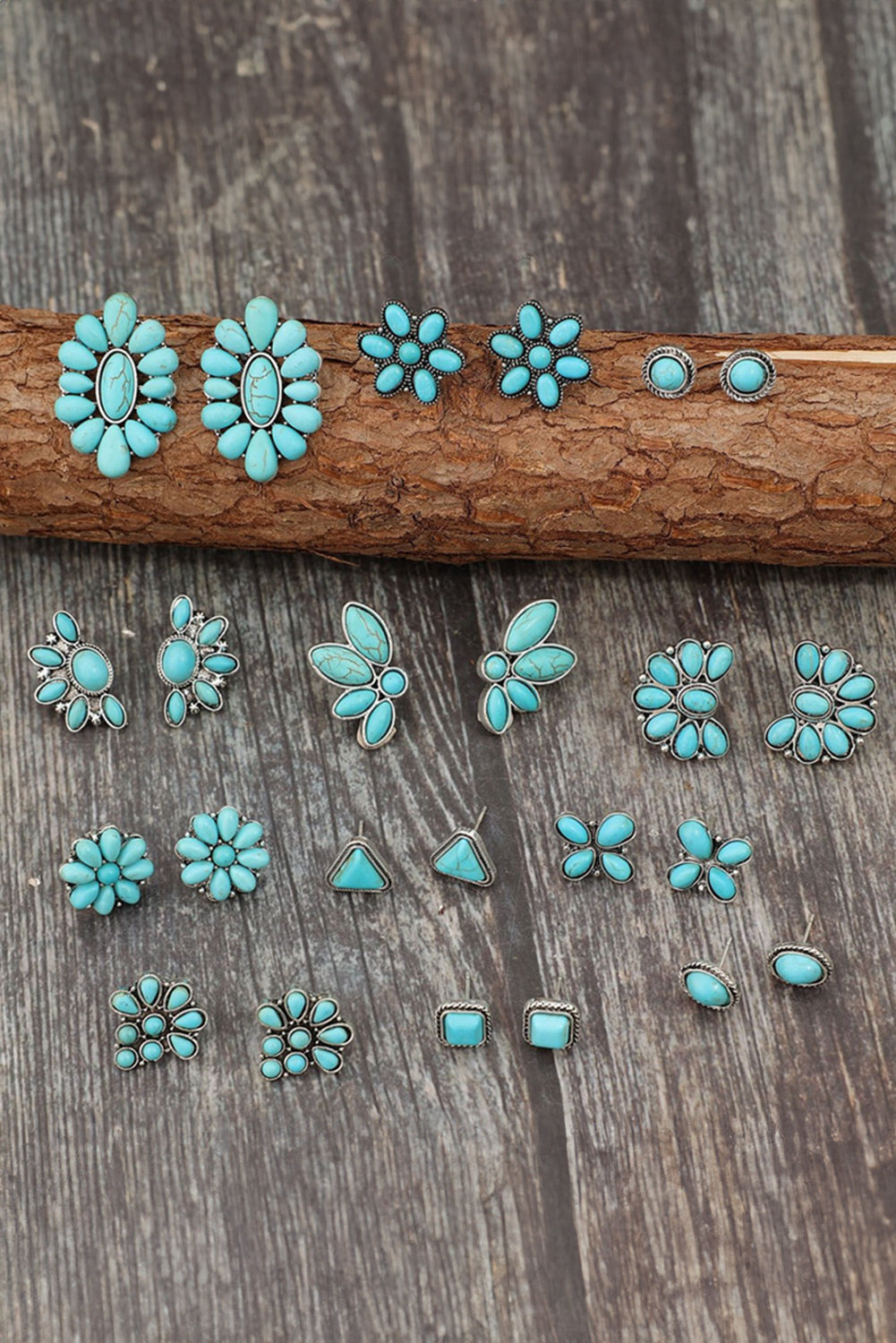 Boho Turquoise Inlay Stud Earring Sets (12)