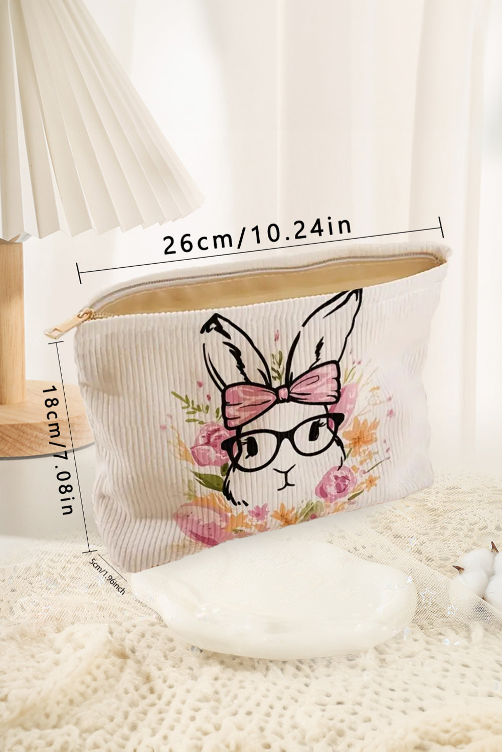 Easter Bunny Corduroy Makeup Bag