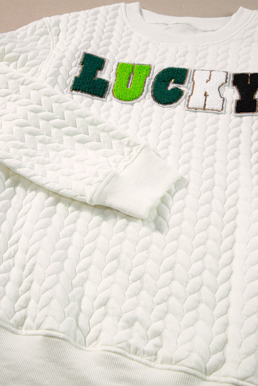 Lucky Chenille Patched Quilted Sweatshirt