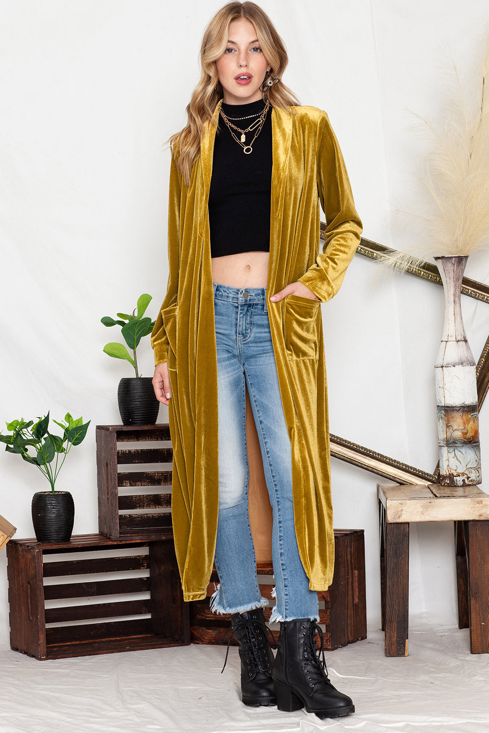 Velvet Long Cardigan