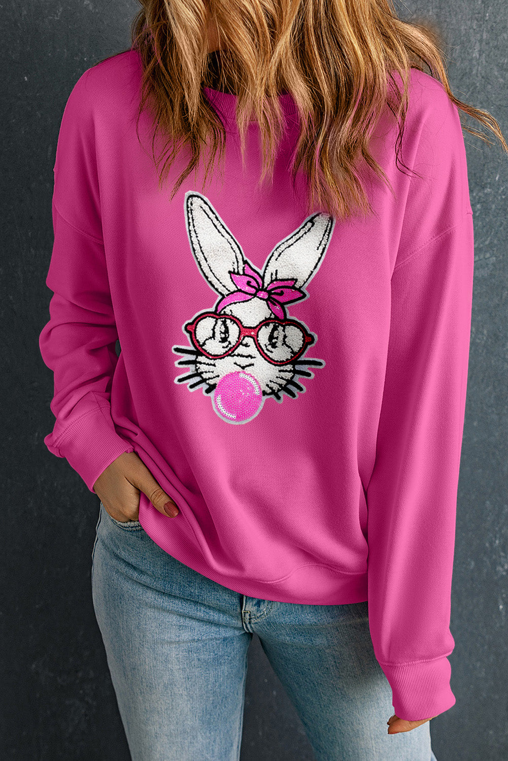 Bubble Gum Pink Easter Bunny Sweatshirt