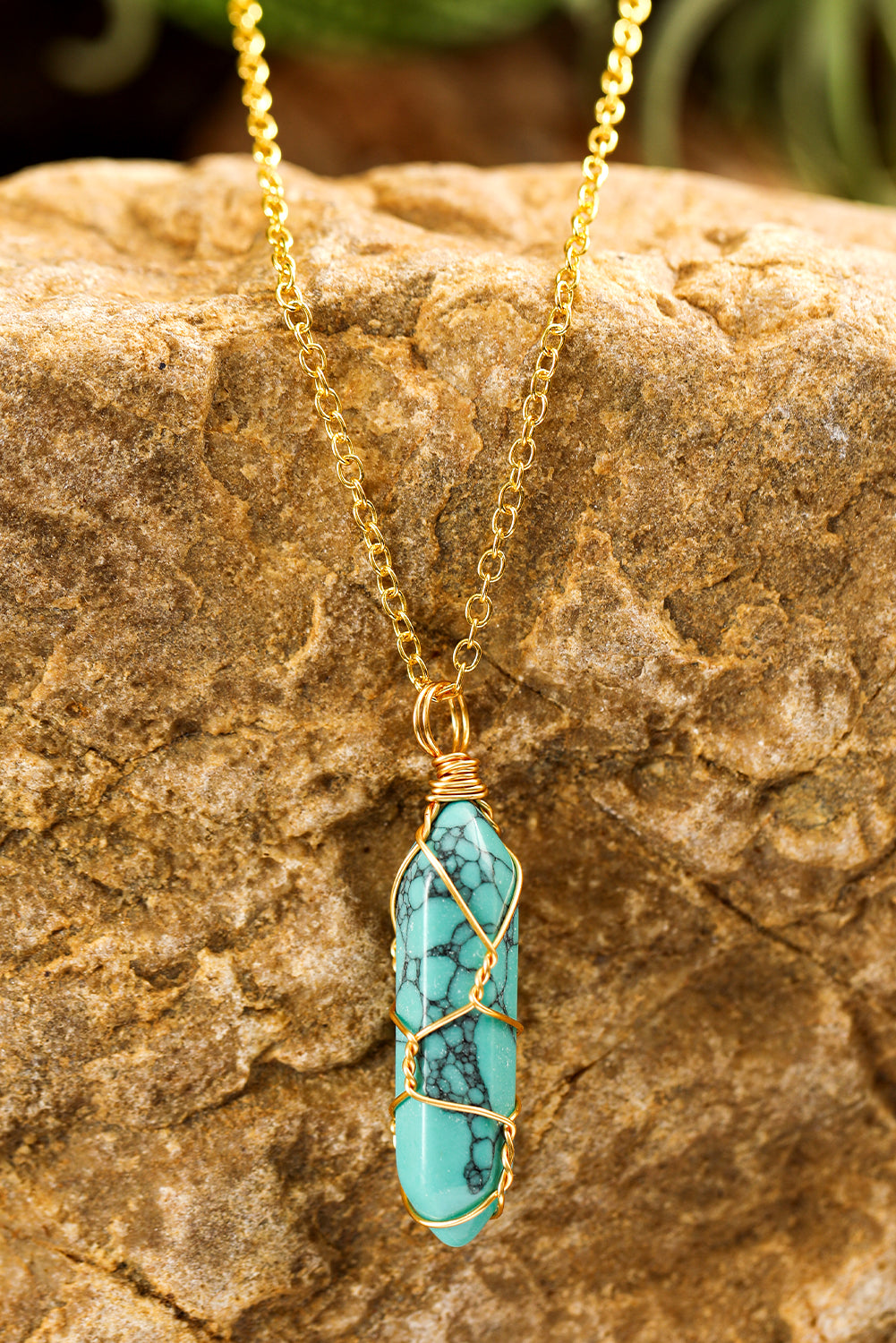 Wrapped Turquoise Pendant Necklace