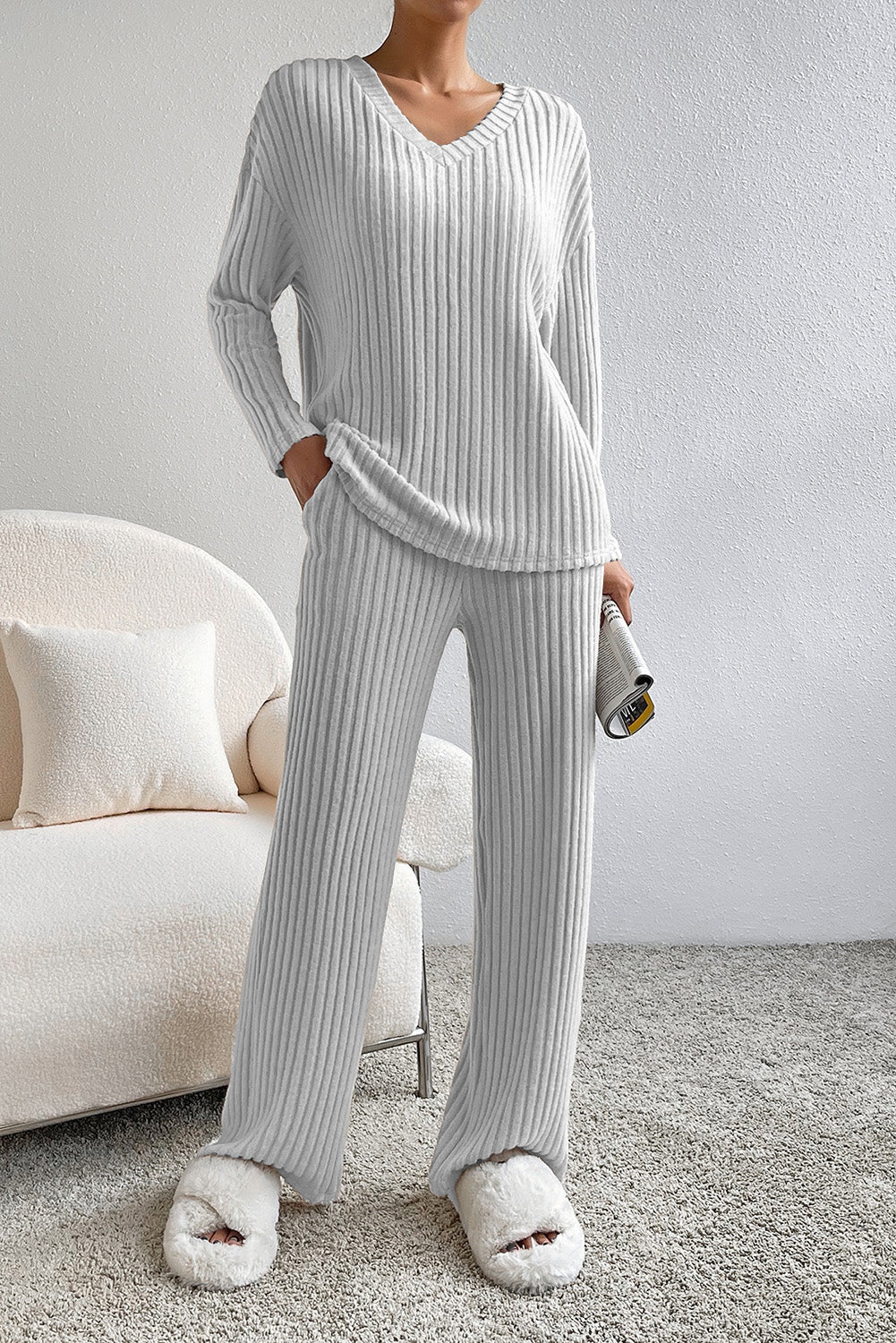 Slouchy Ribbed Knit Loungewear Set