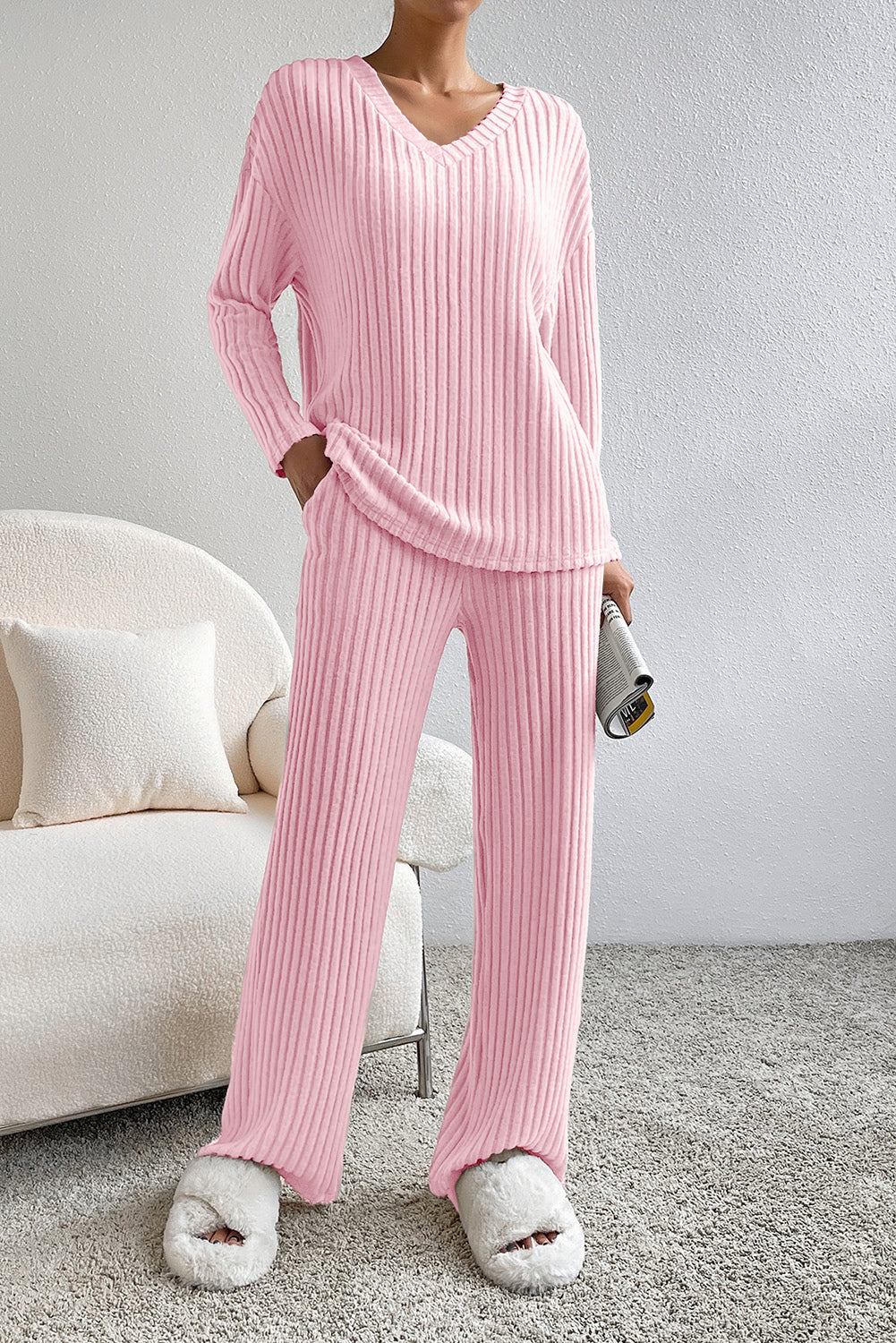 Slouchy Ribbed Knit Loungewear Set