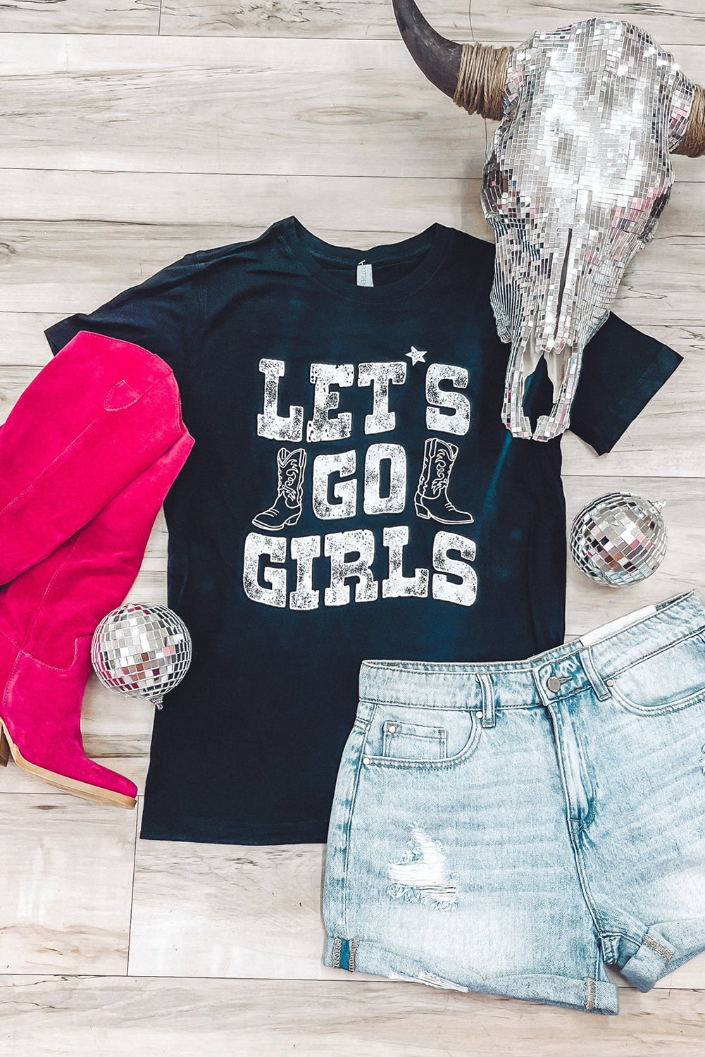 Black LETS GO GIRLS T Shirt