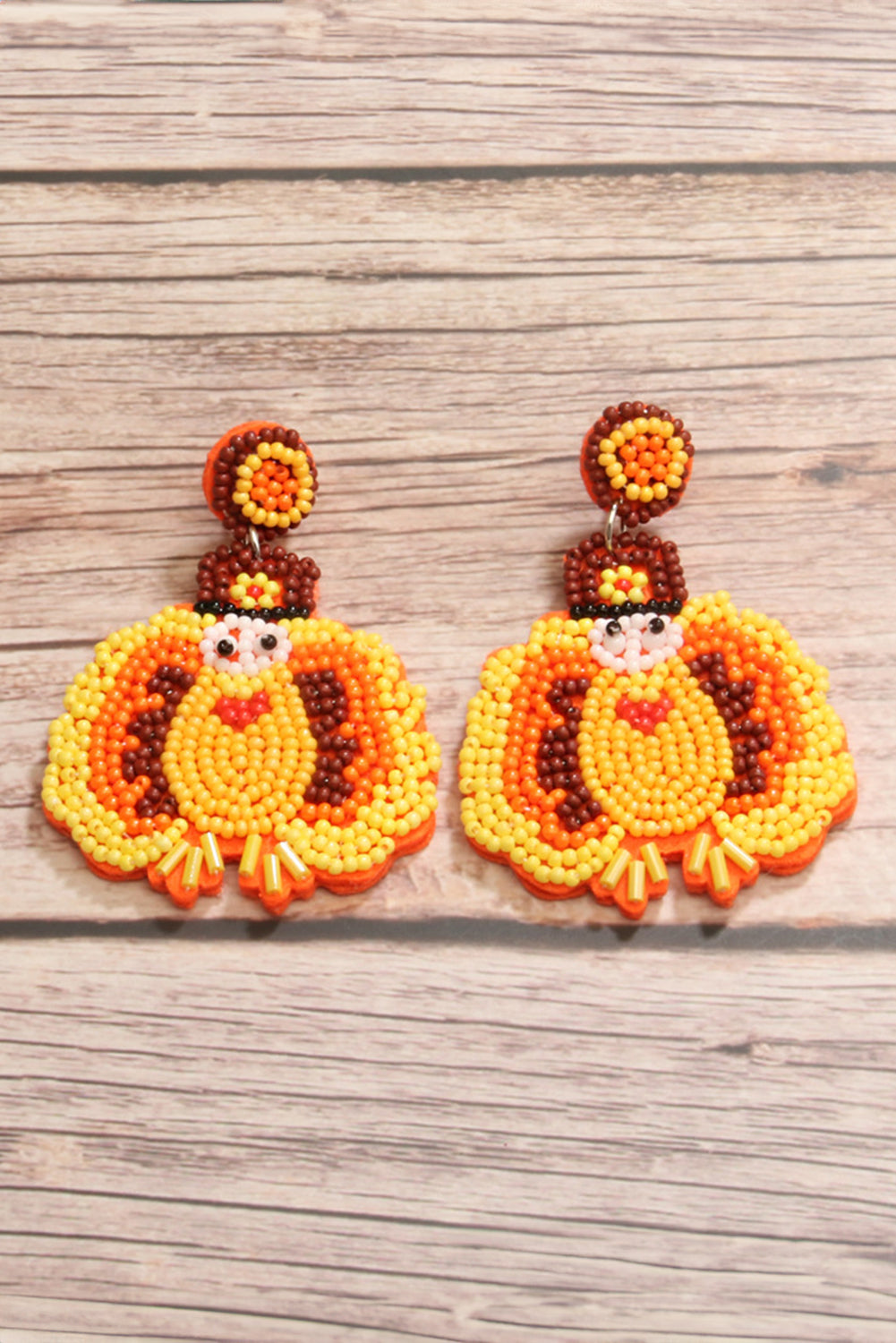 Thanksgiving Turkey Beaded Drop Earrings