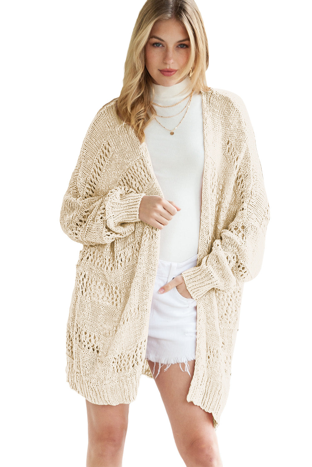 Loose Knit Dolman Sleeve Cardigan