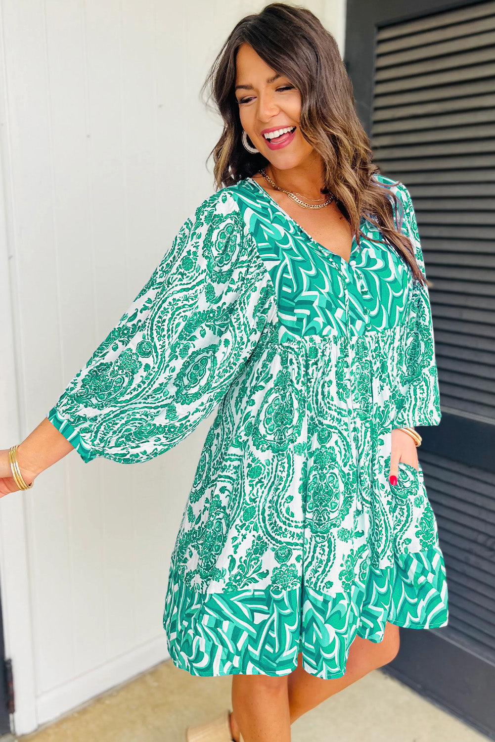 Boho Lantern Sleeve Dress