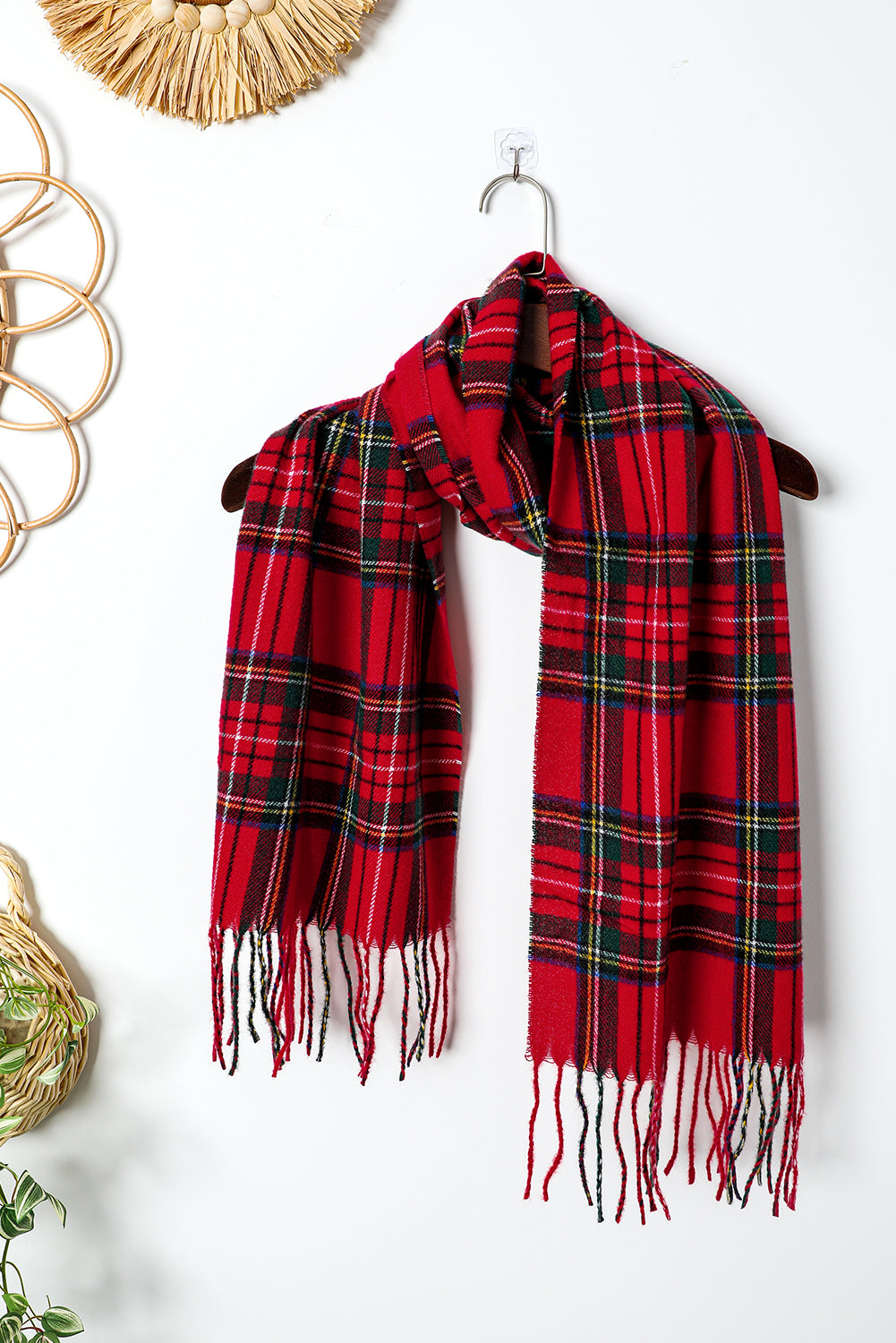 Christmas Plaid Tassel Edge Scarf