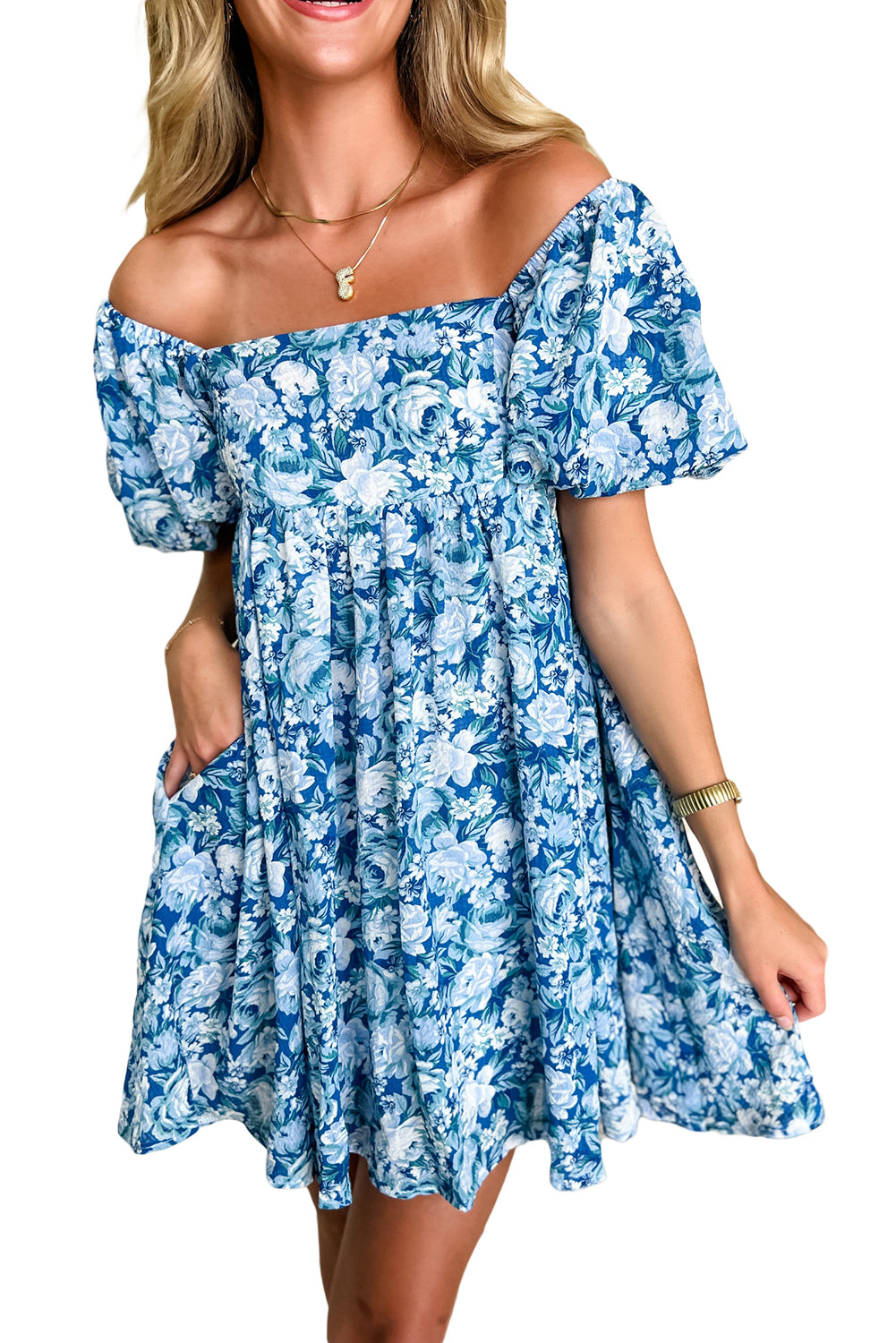 Floral Off-Shoulder Babydoll Dress