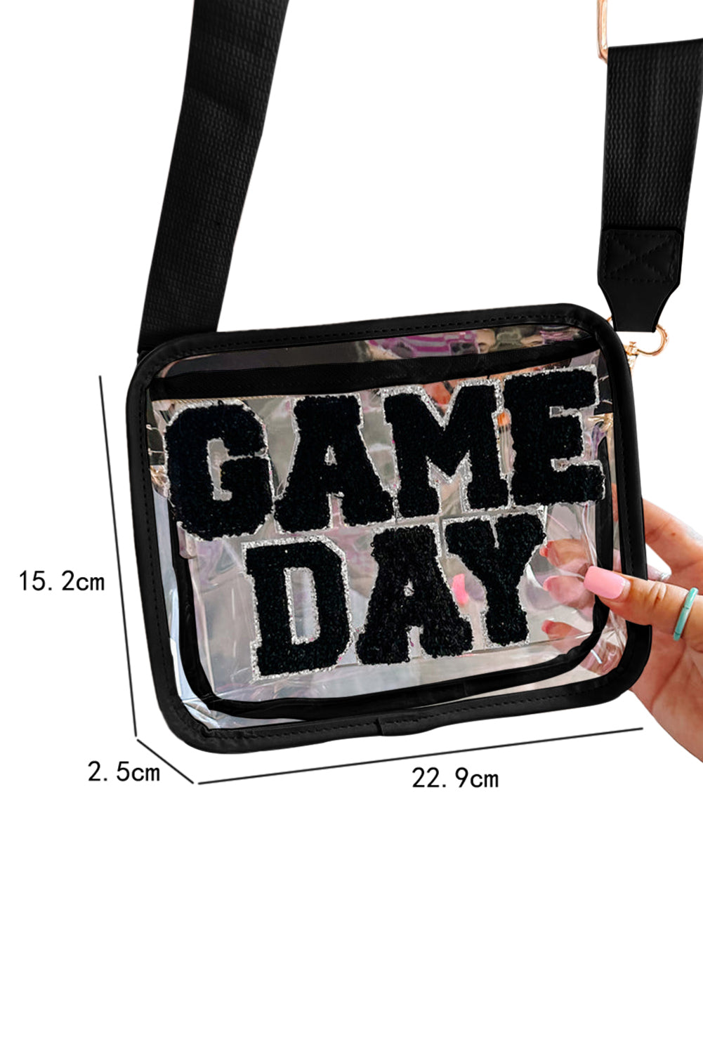 Clear Event Bag with Chenille Gameday Lettering