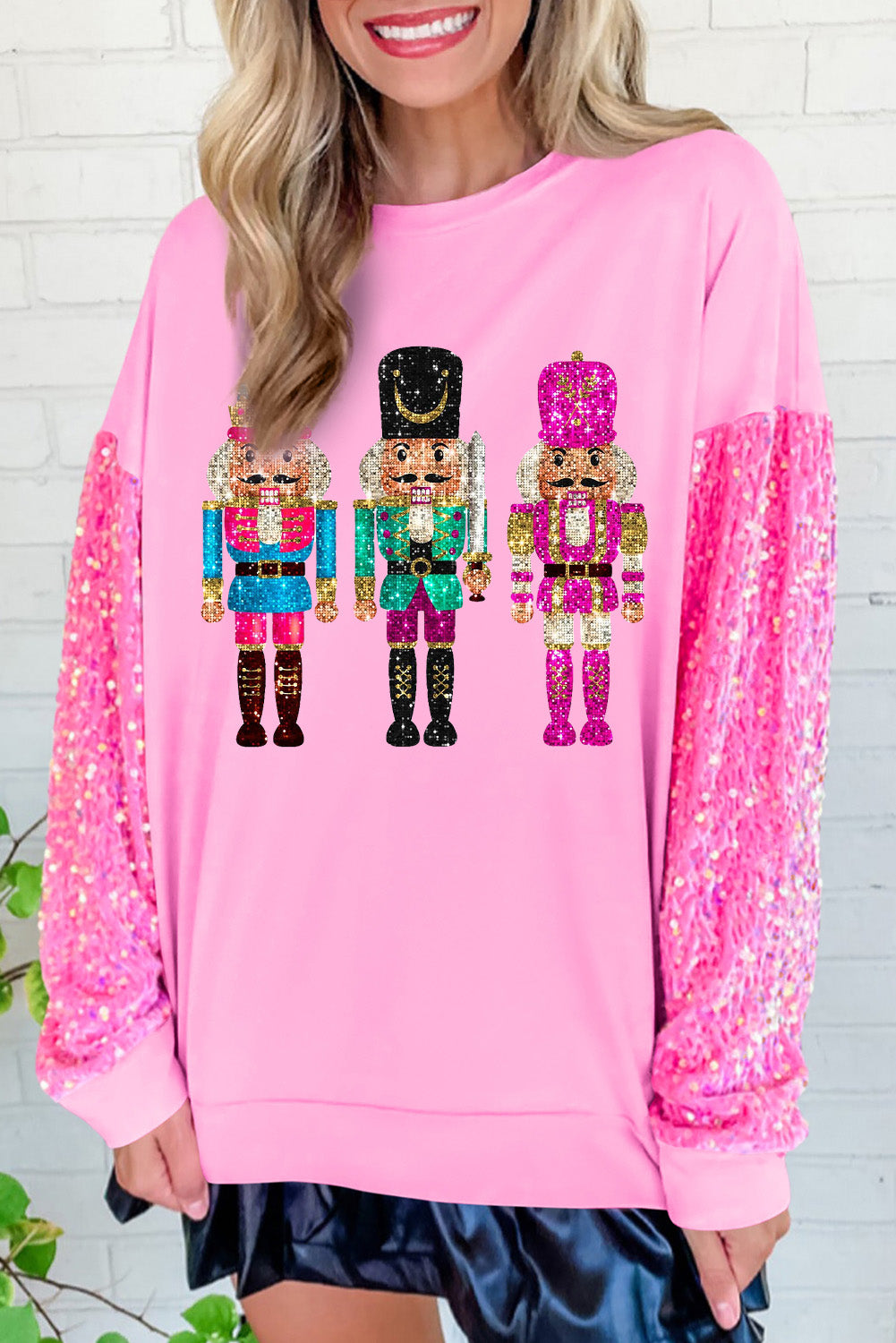 Pink Nutcracker Graphic Christmas Sweatshirt