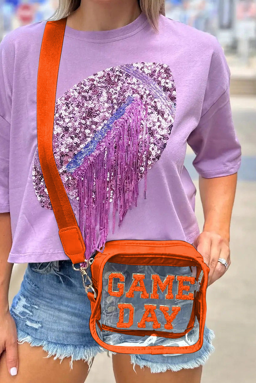 Clear Event Bag with Chenille Gameday Lettering